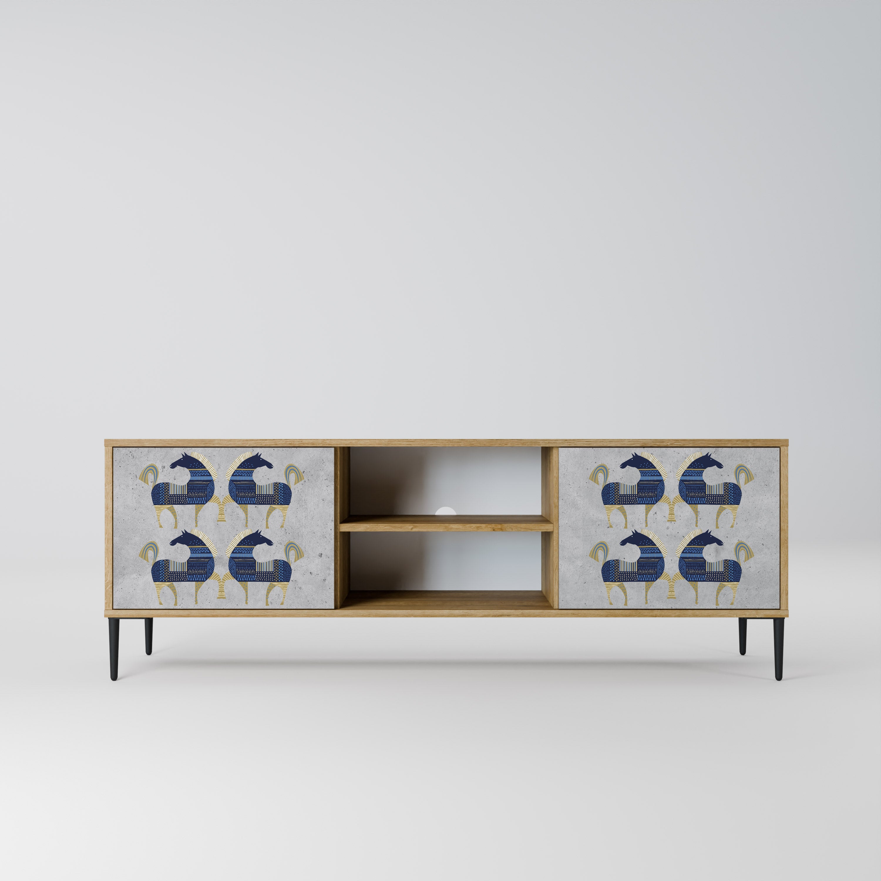 Mueble de TV MAJESTIC STEED de 2 puertas con efecto roble