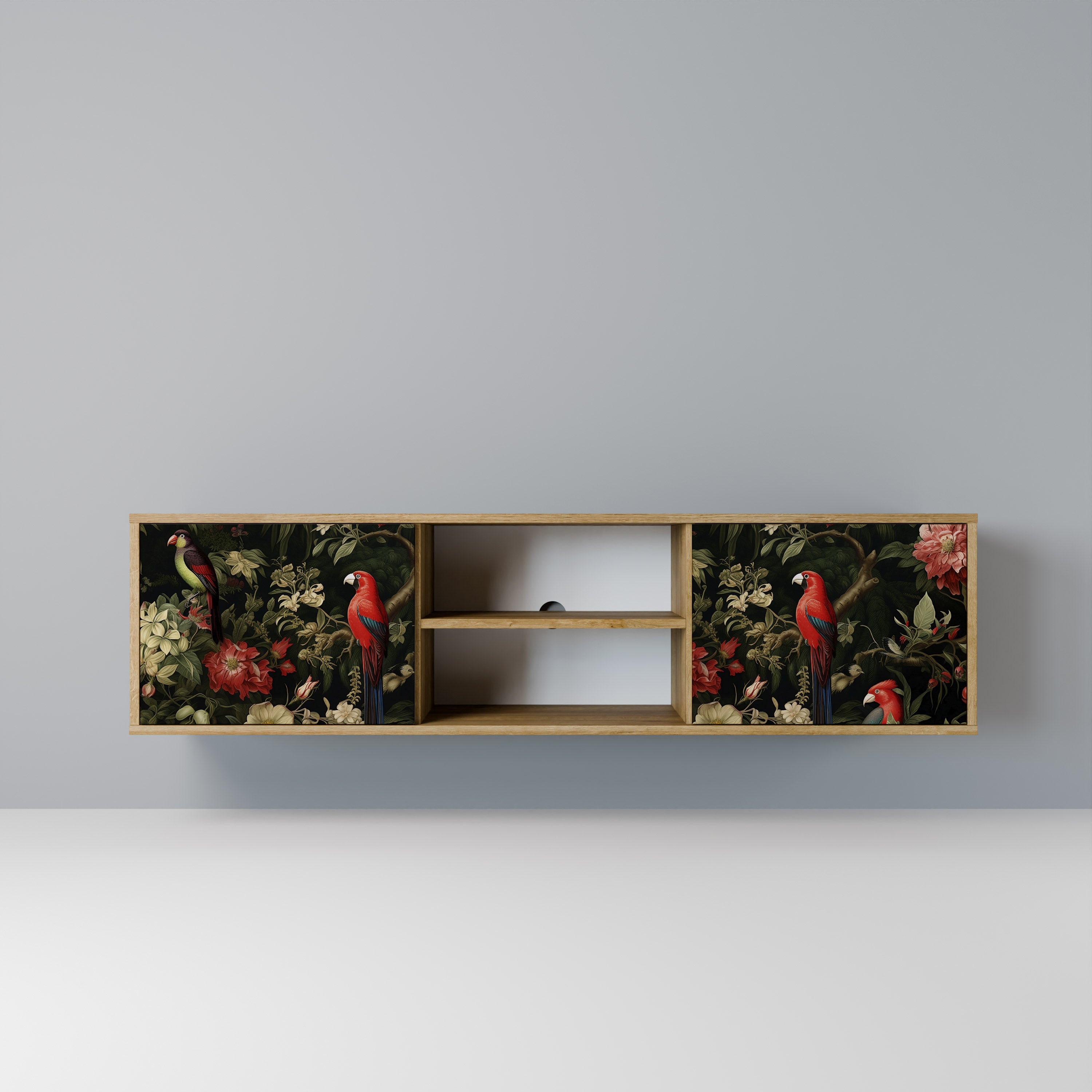 Mueble de TV de 2 puertas AVIAN GREENERY con efecto roble