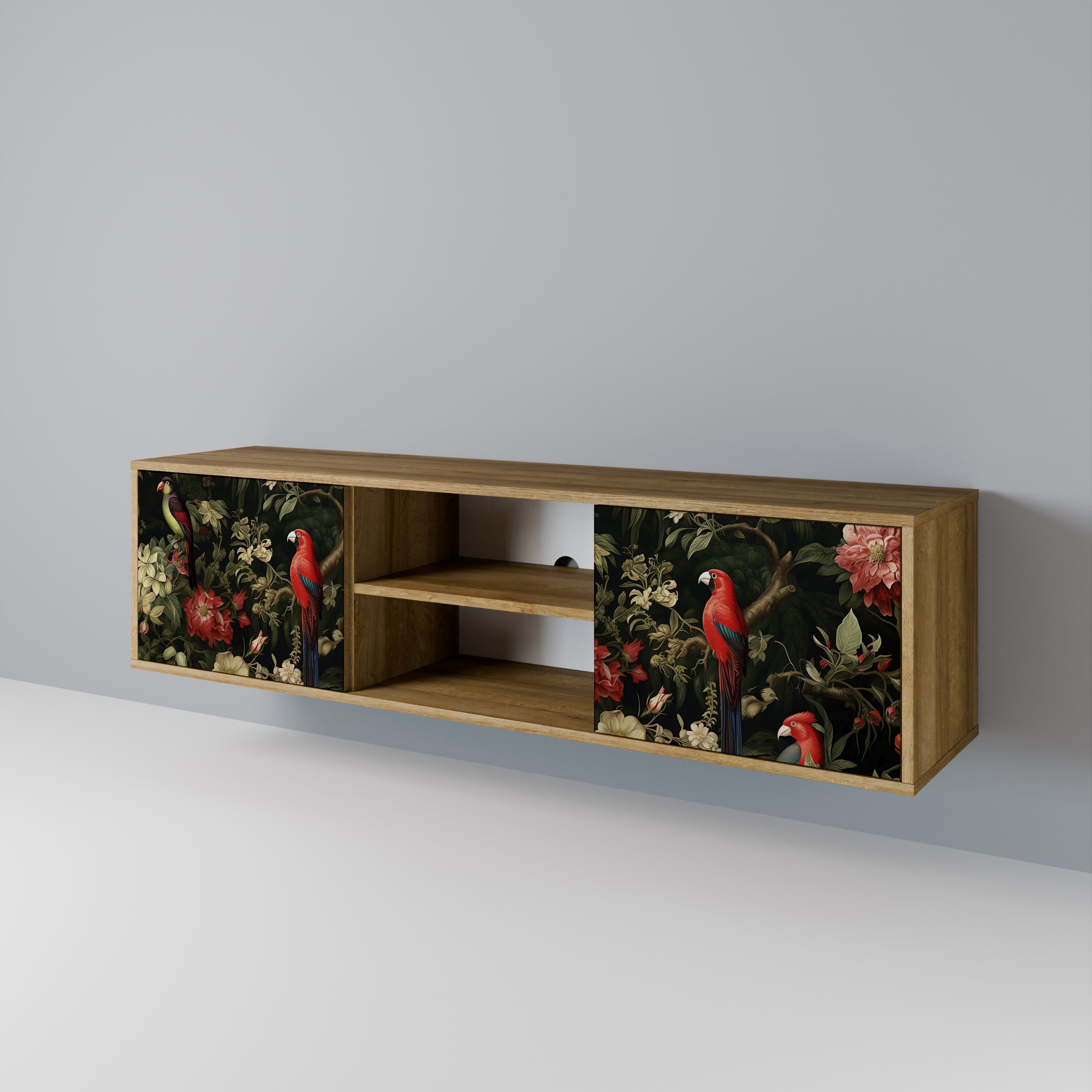 Mueble de TV de 2 puertas AVIAN GREENERY con efecto roble