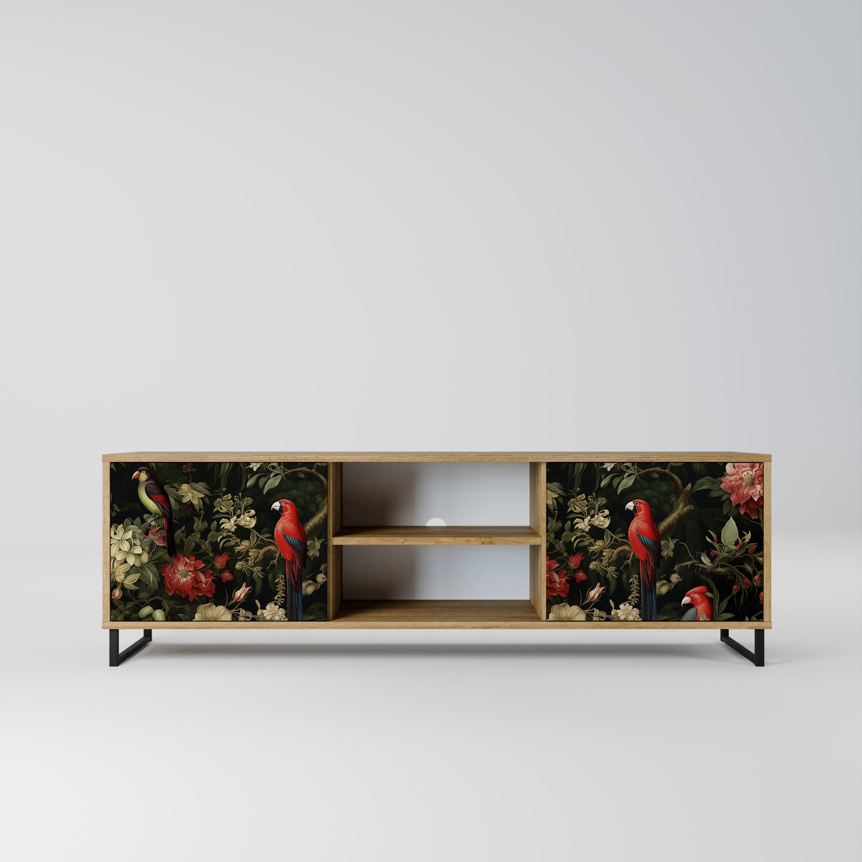 Mueble de TV de 2 puertas AVIAN GREENERY con efecto roble