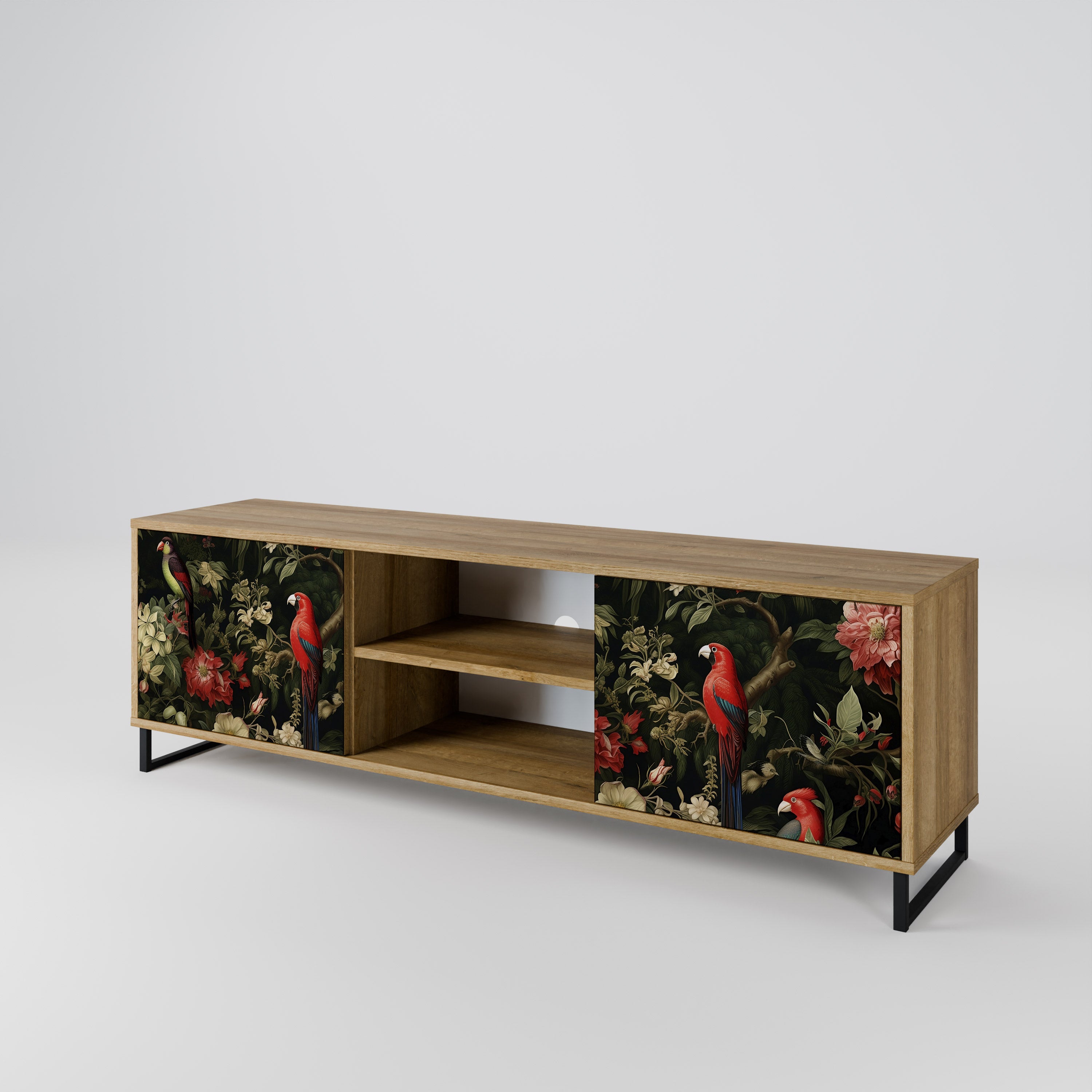 Mueble de TV de 2 puertas AVIAN GREENERY con efecto roble