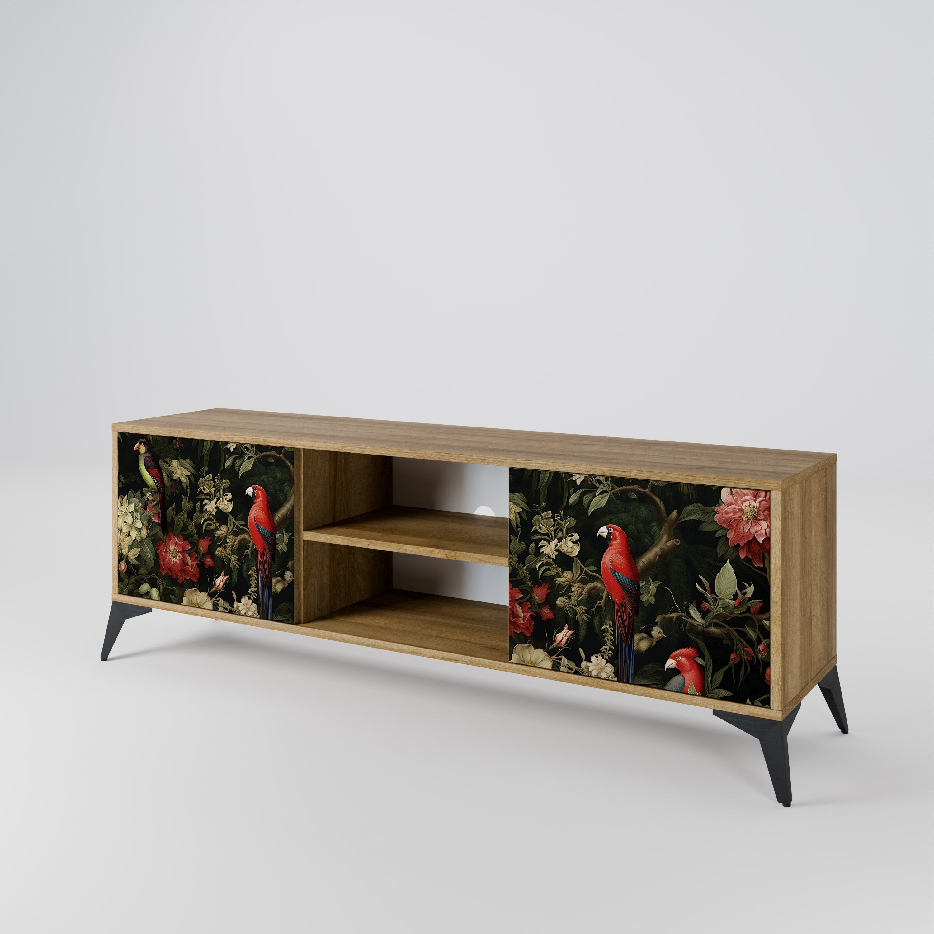 Mueble de TV de 2 puertas AVIAN GREENERY con efecto roble