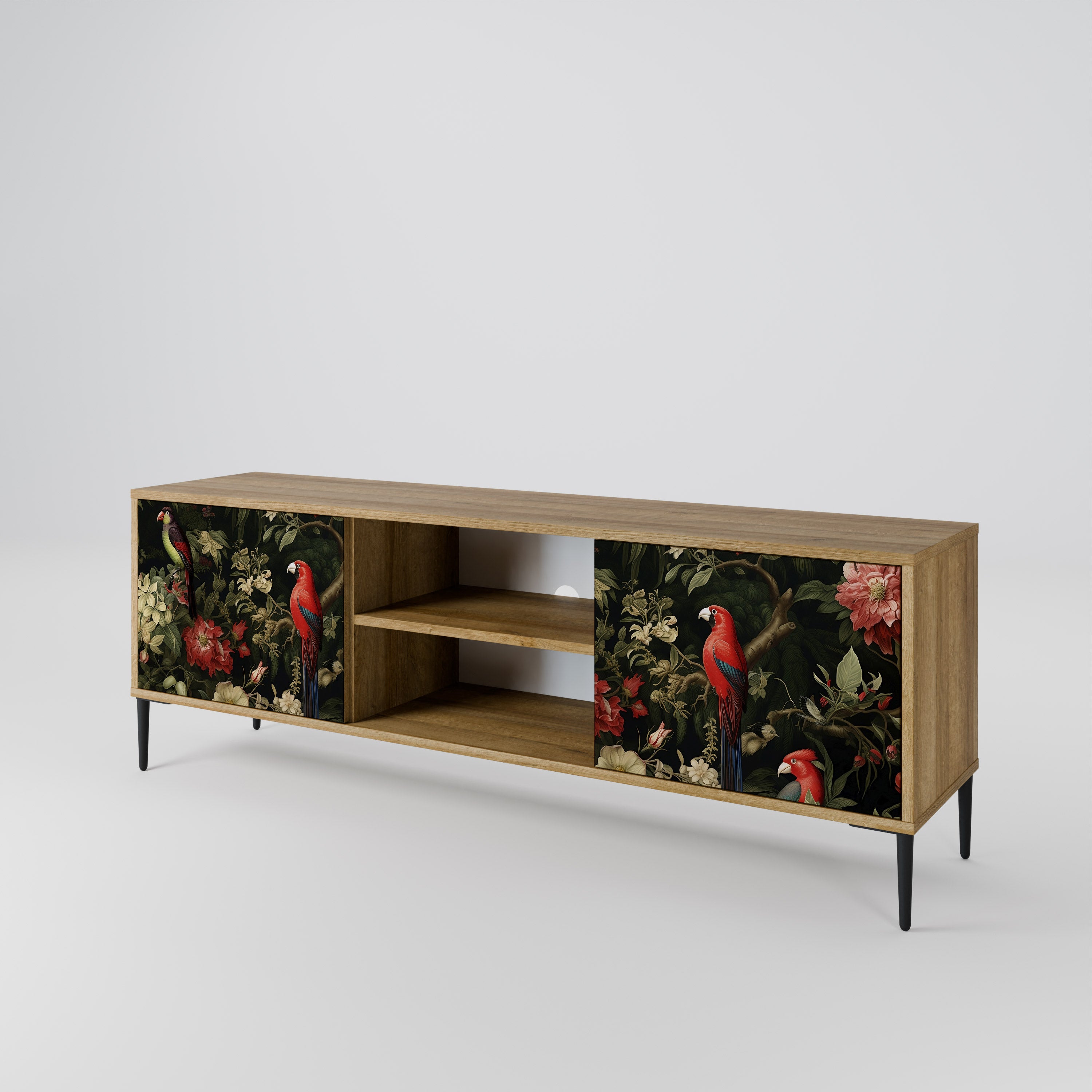 Mueble de TV de 2 puertas AVIAN GREENERY con efecto roble