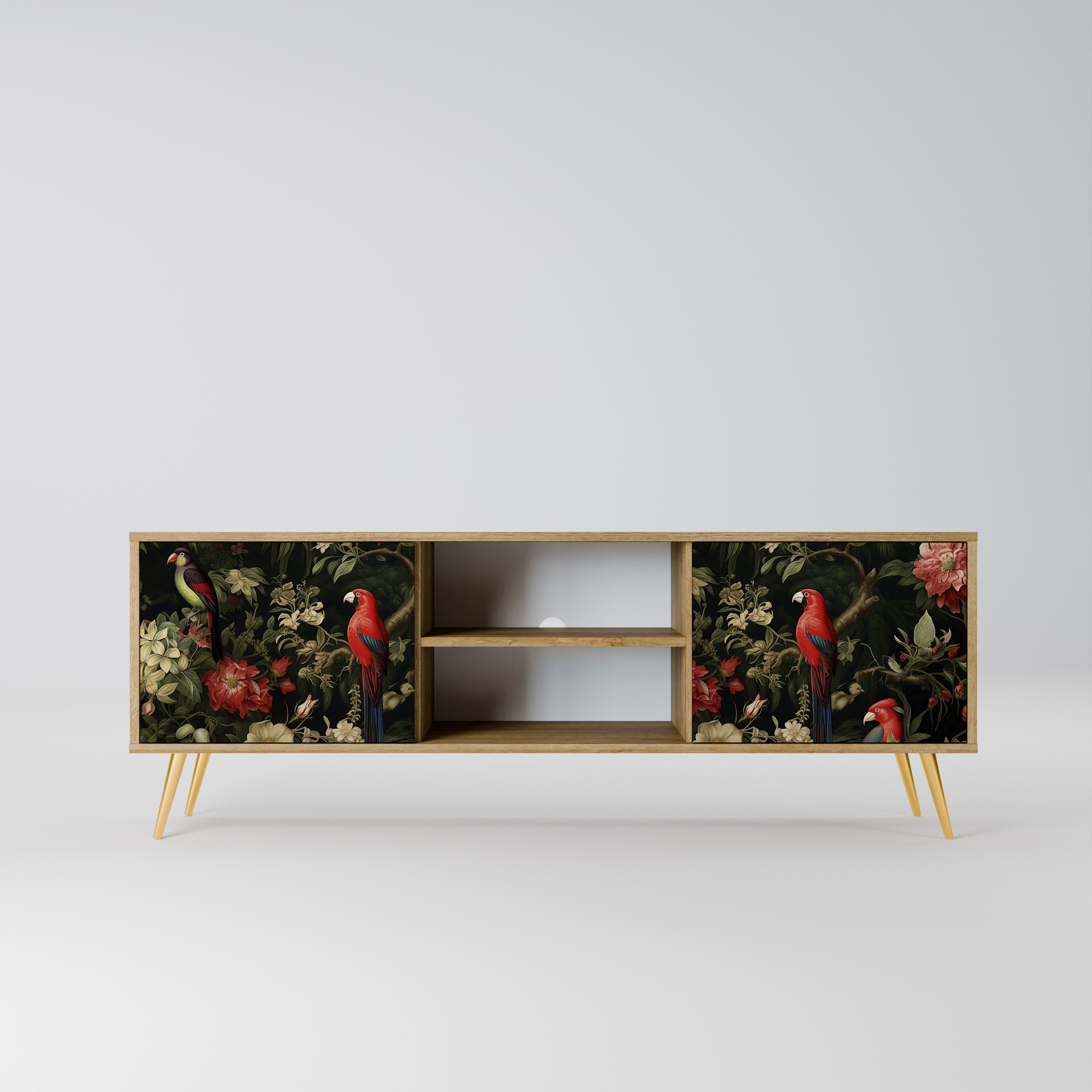 Mueble de TV de 2 puertas AVIAN GREENERY con efecto roble