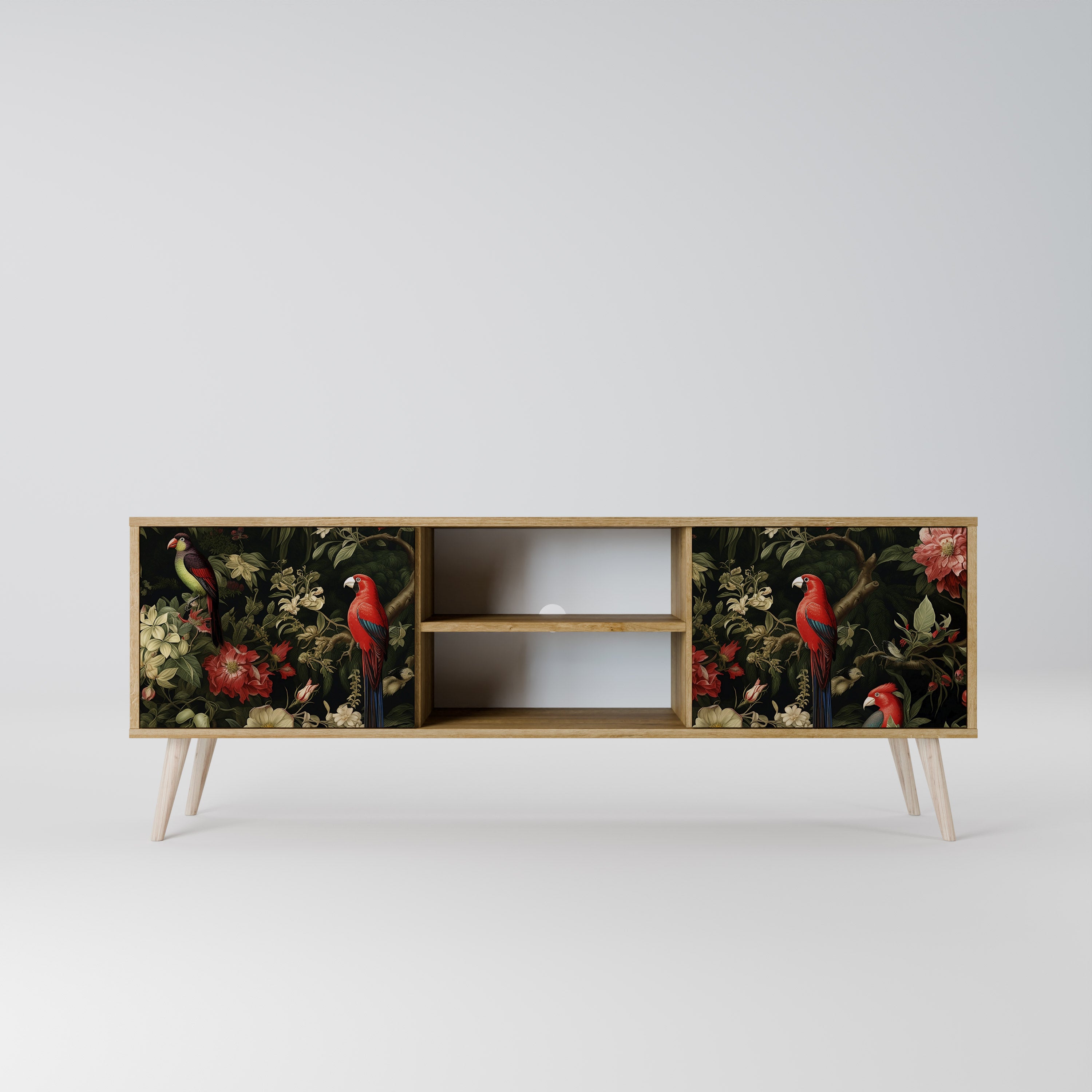 Mueble de TV de 2 puertas AVIAN GREENERY con efecto roble