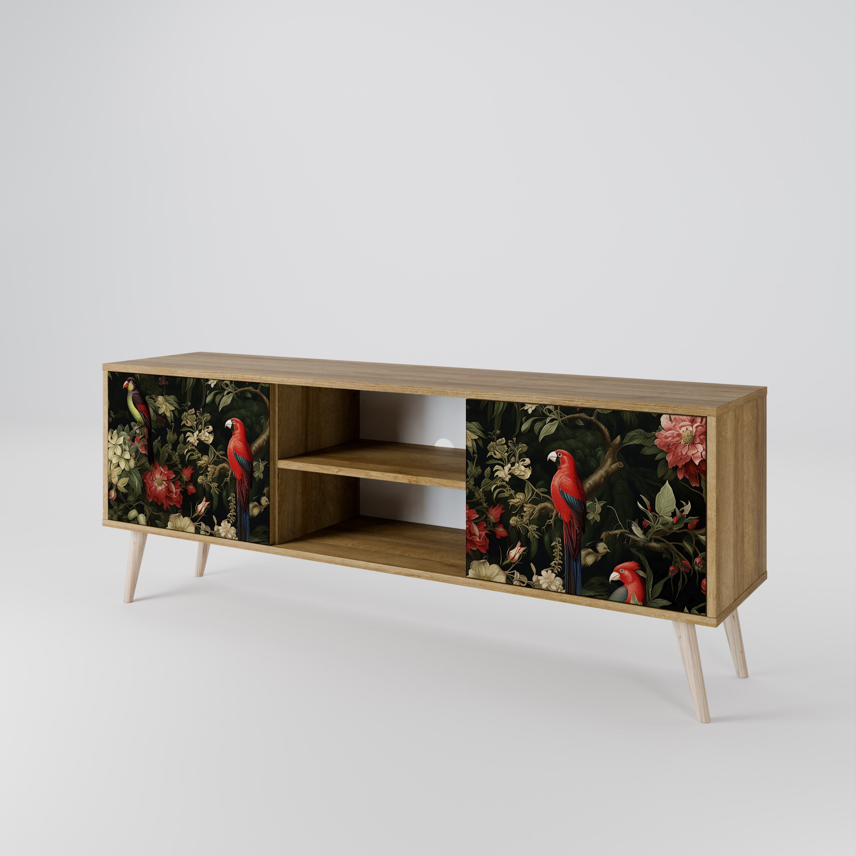 Mueble de TV de 2 puertas AVIAN GREENERY con efecto roble