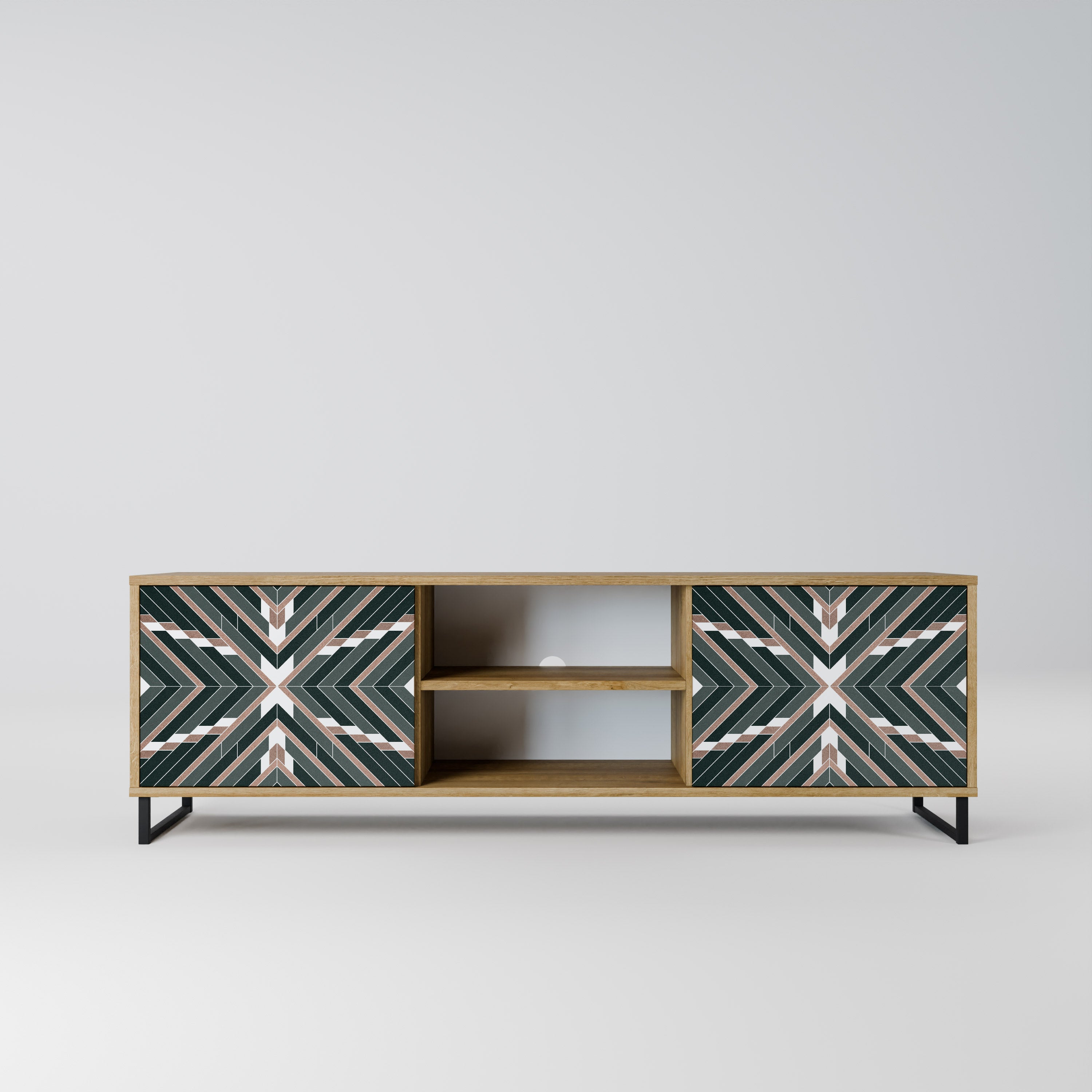 DIMENSION DELIGHTS 2-Door TV Stand in Oak Effect