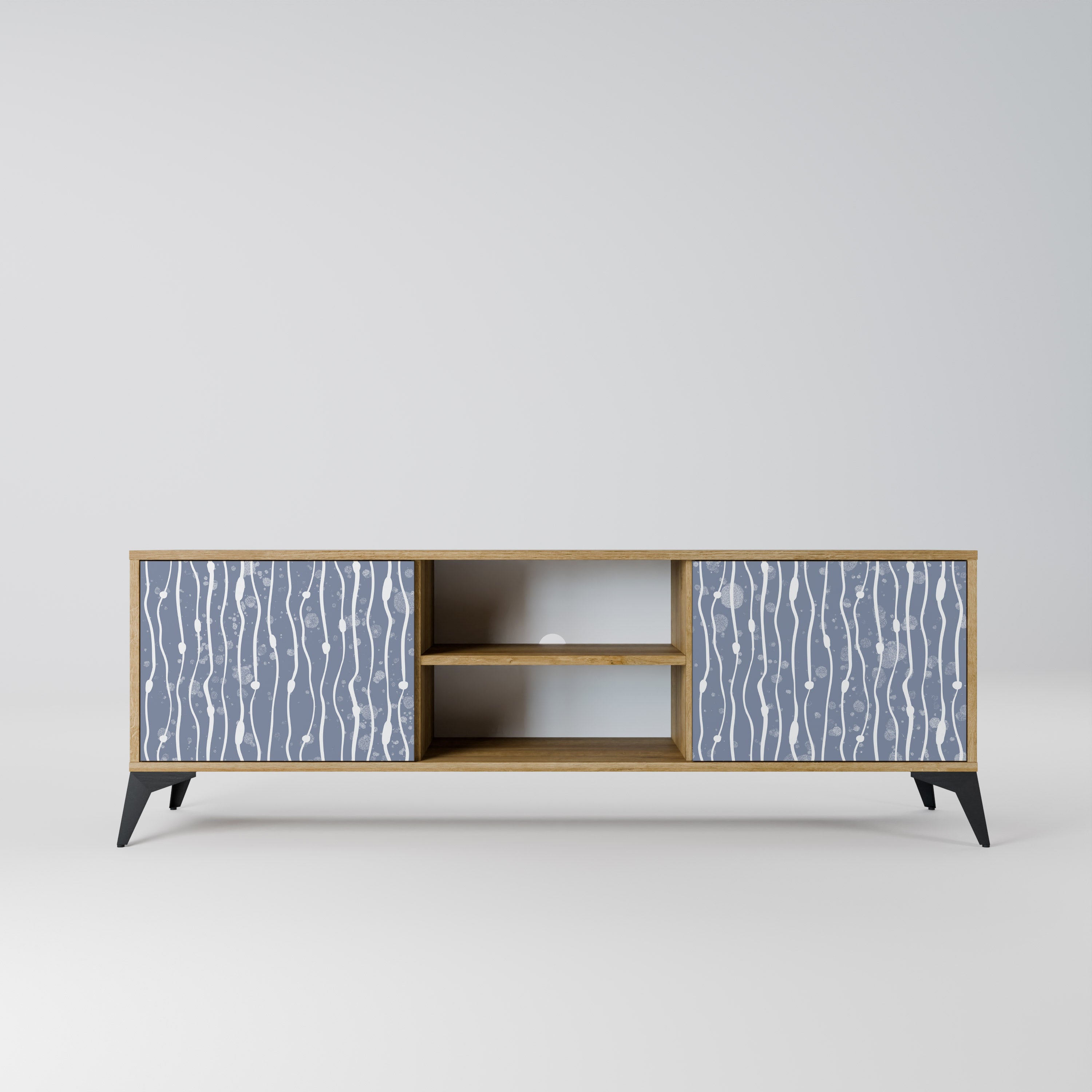 GRAPHITE RAIN 2-Door TV Stand in Oak Effect