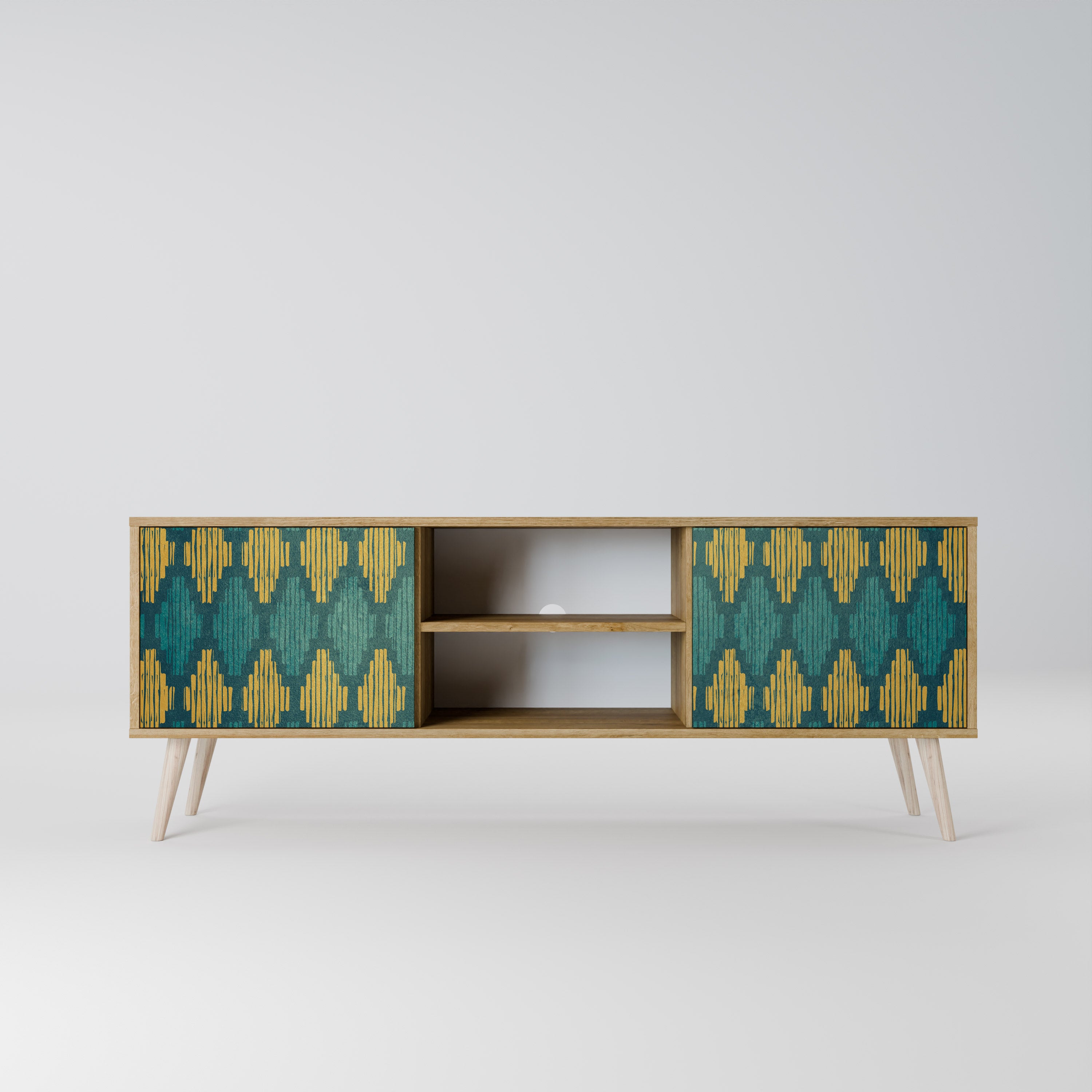 POLYGONS 2-Door TV Stand in Oak Effect