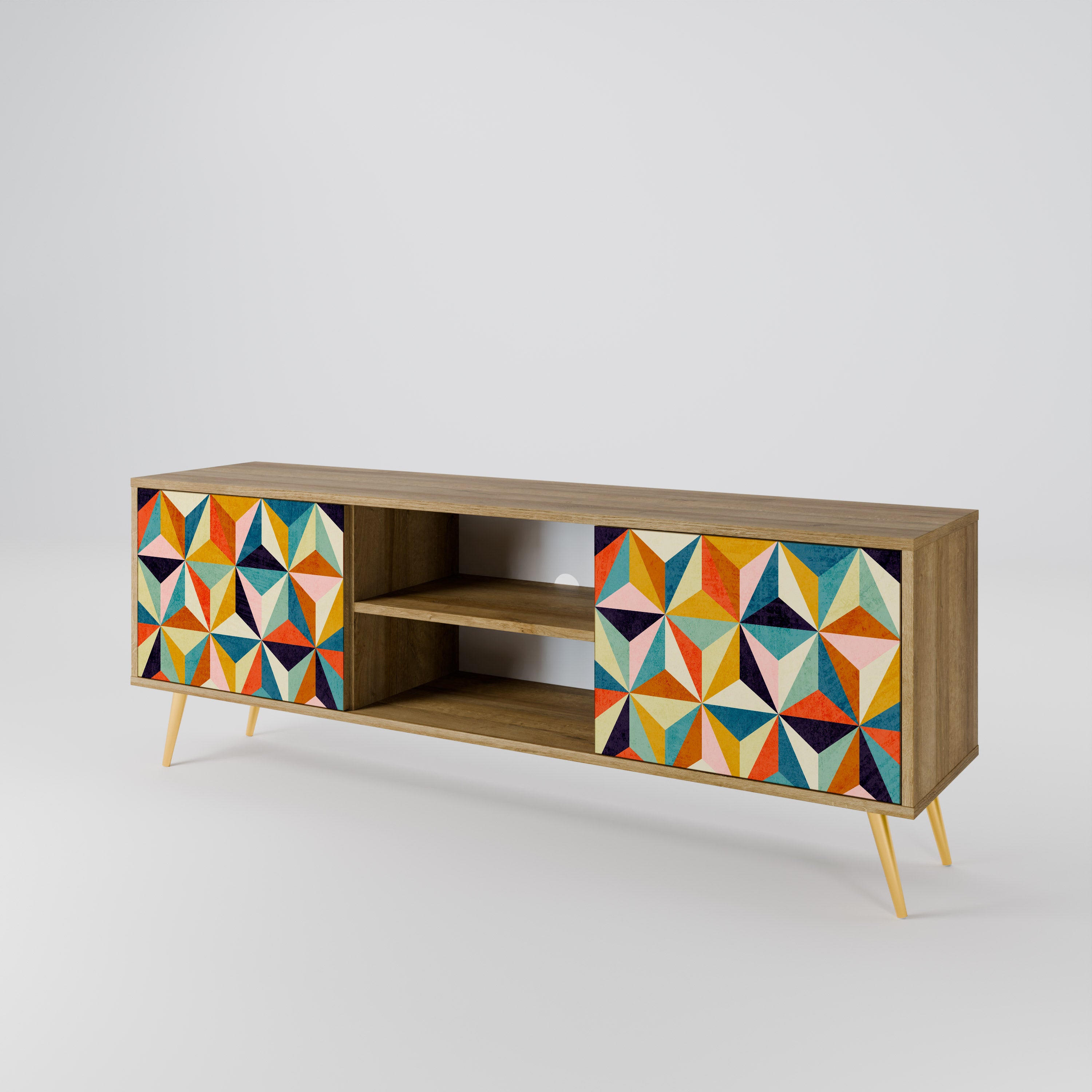 TESSELATE TREASURES 2-Door TV Stand in Oak Effect