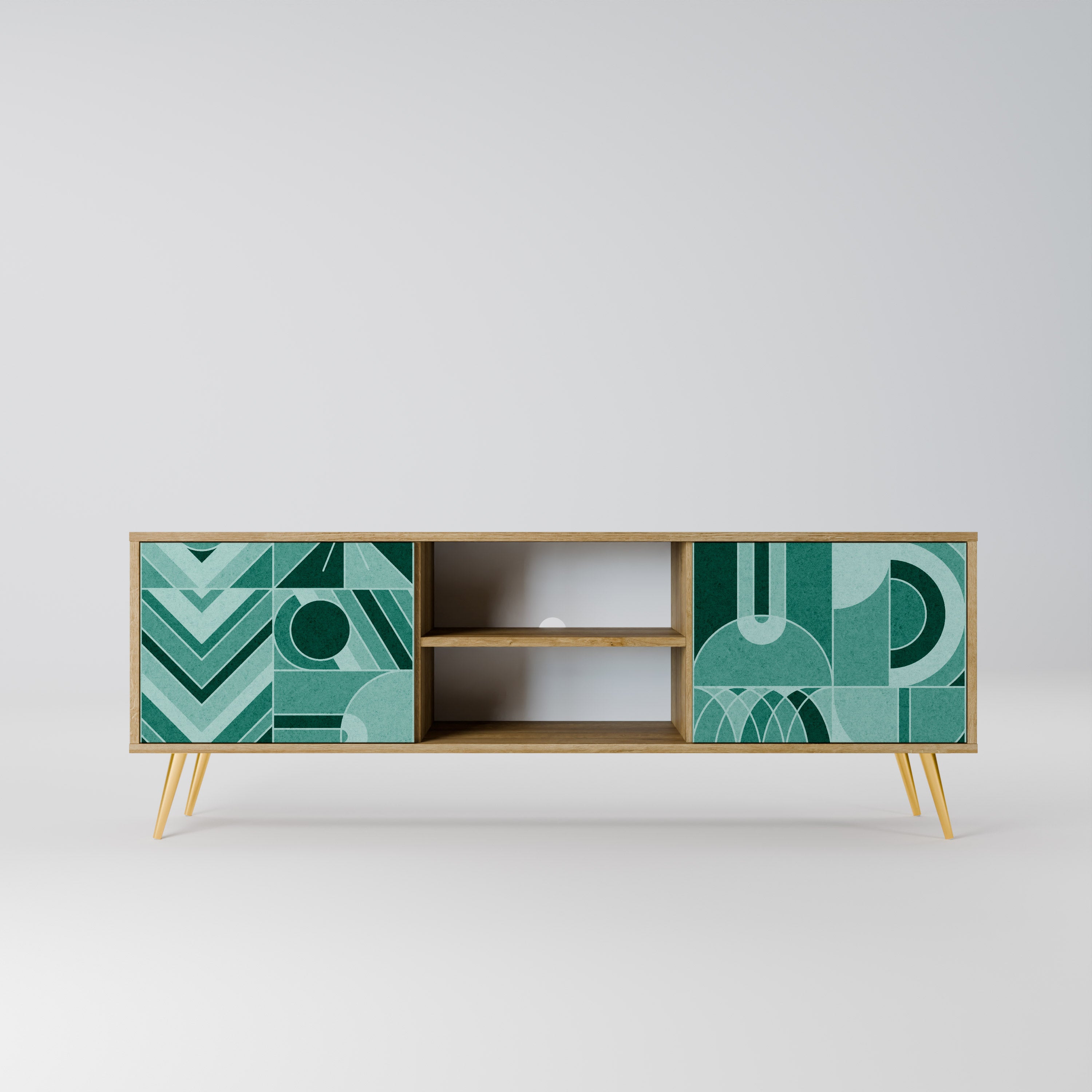 HARMONIC GRID 2-Door TV Stand in Oak Effect