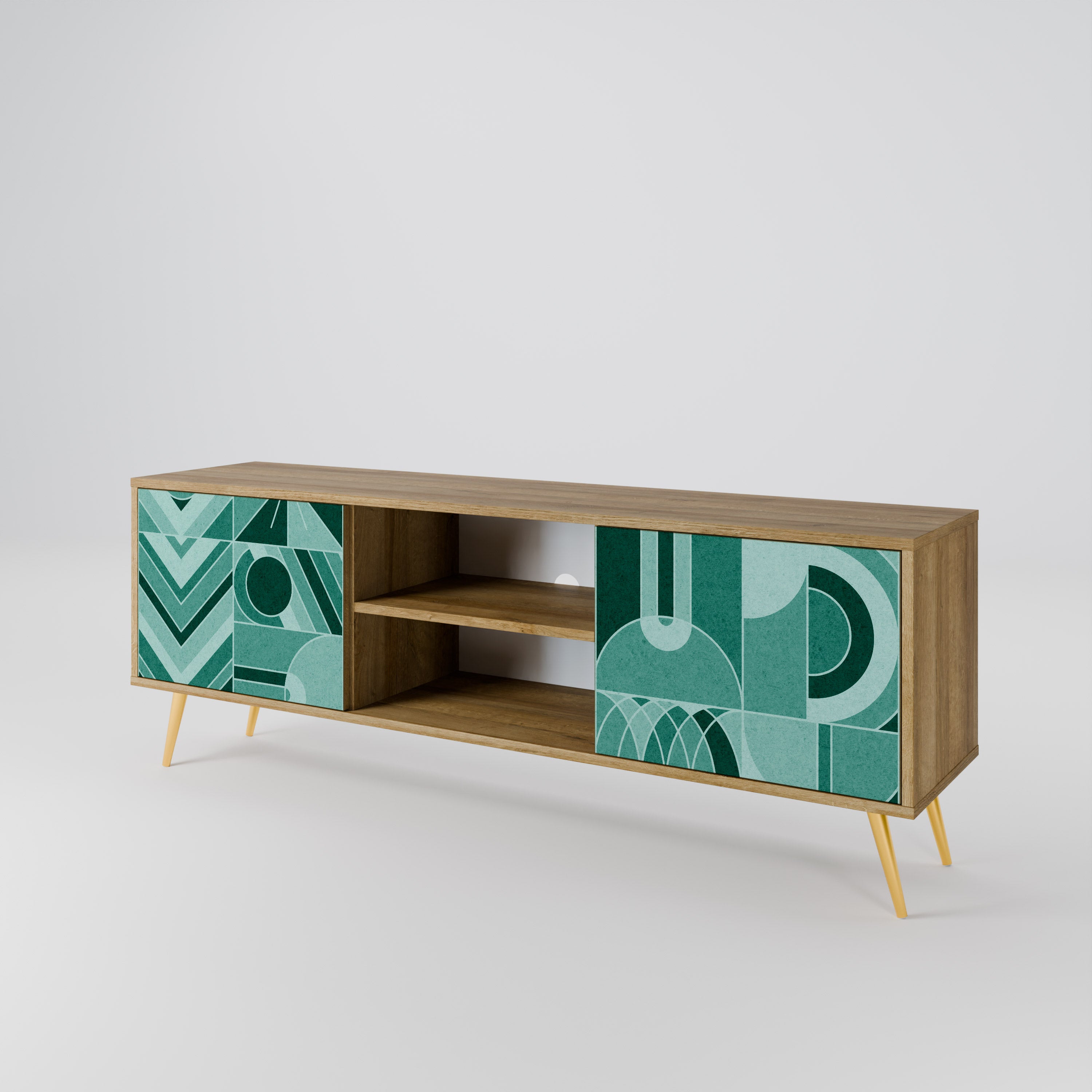 HARMONIC GRID 2-Door TV Stand in Oak Effect