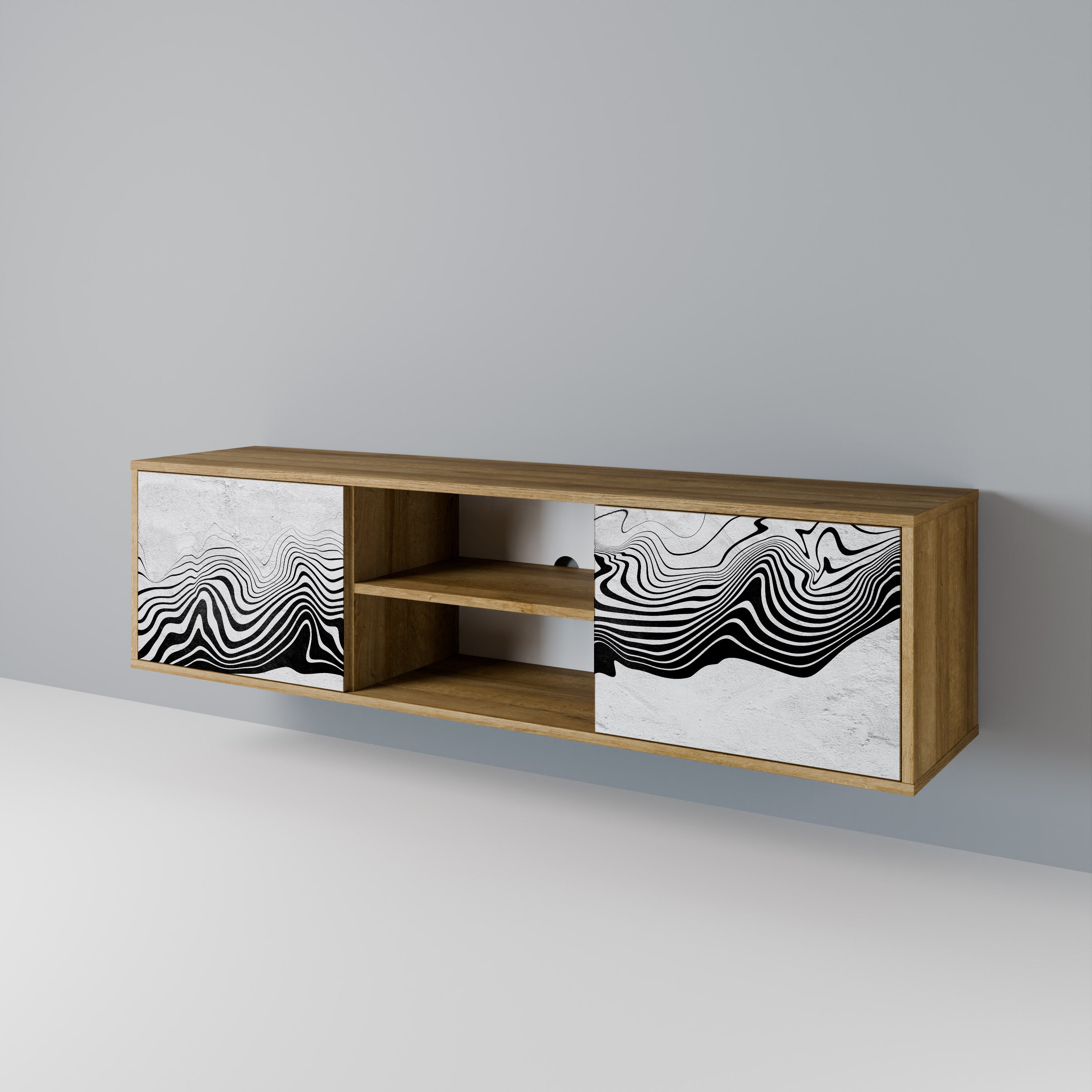 MONOCHROME MIRAGE 2-Door TV Stand in Oak Effect