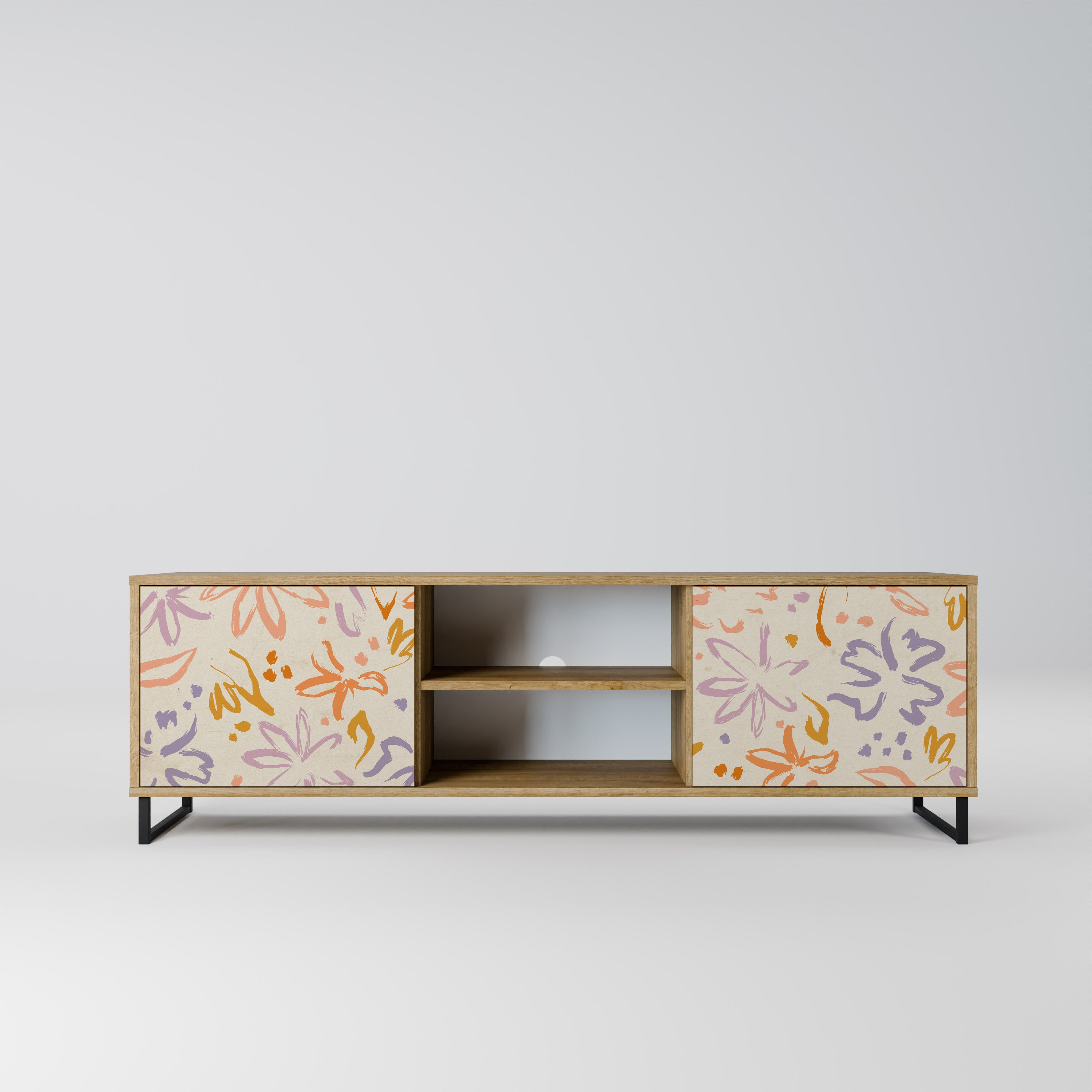 SPRING WHIMSY 2-Door TV Stand in Oak Effect