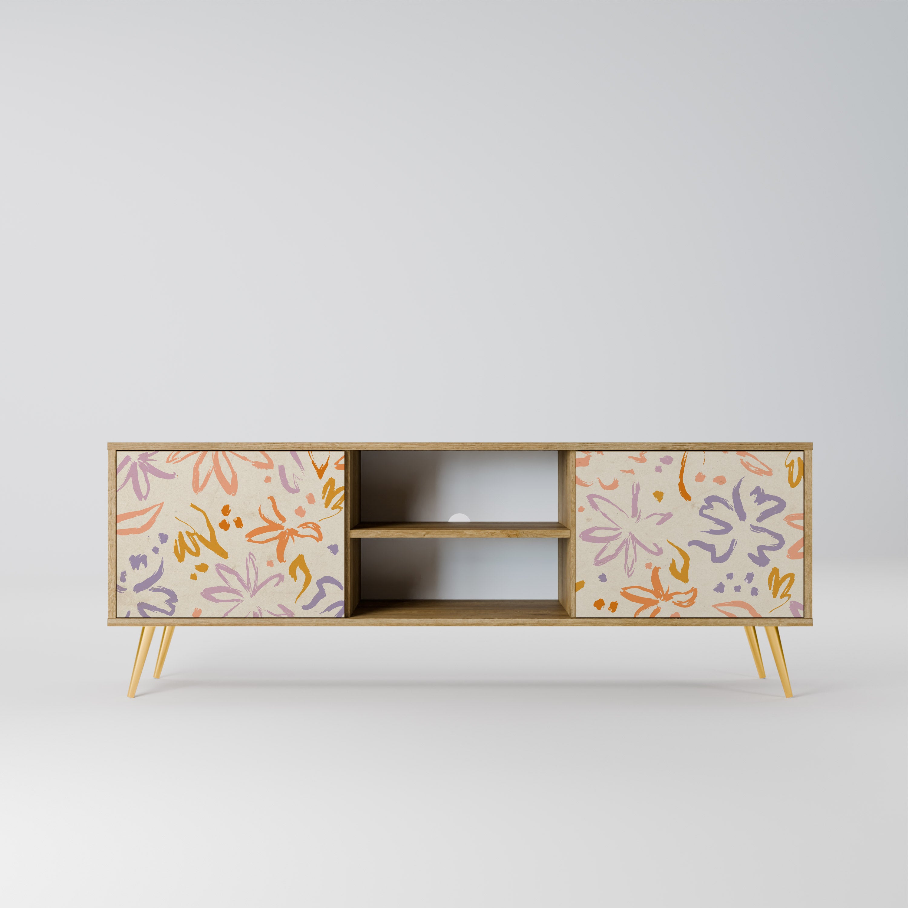 SPRING WHIMSY 2-Door TV Stand in Oak Effect