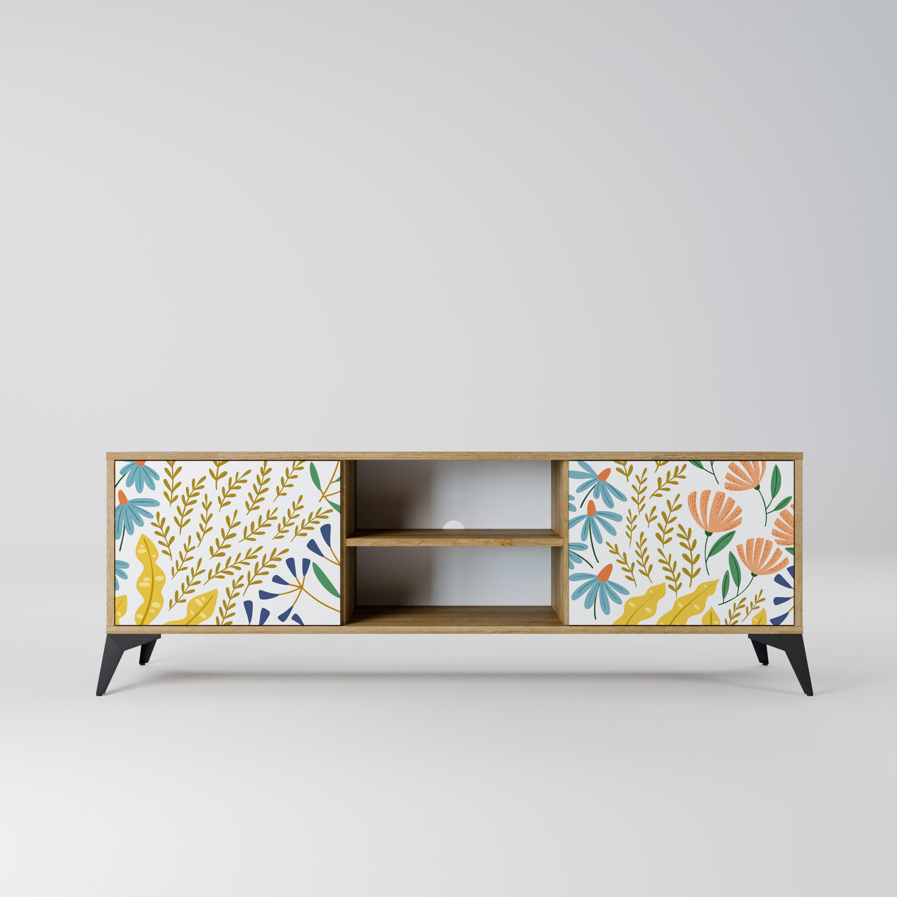HELLO SPRING 2-Door TV Stand in Oak Effect