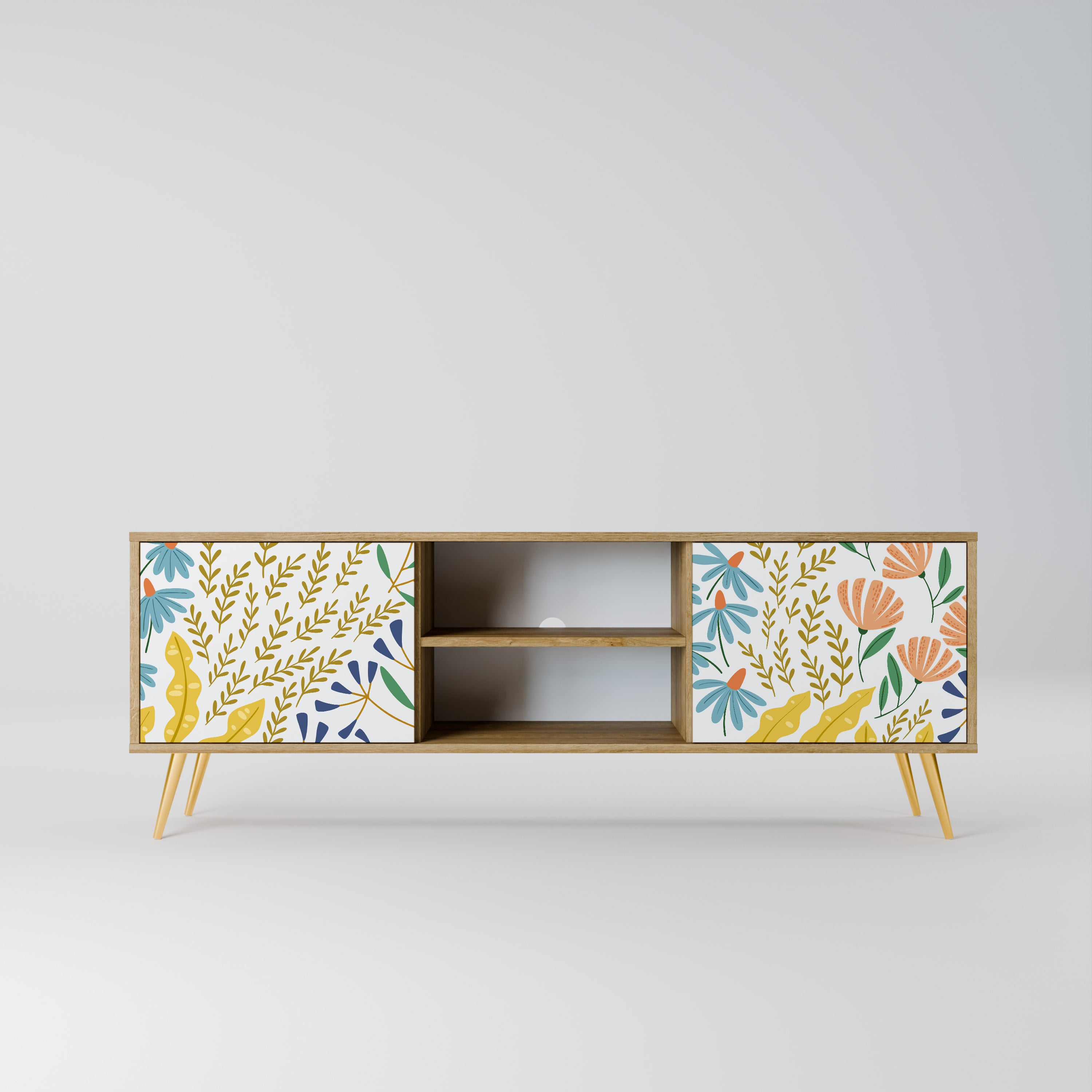 HELLO SPRING 2-Door TV Stand in Oak Effect
