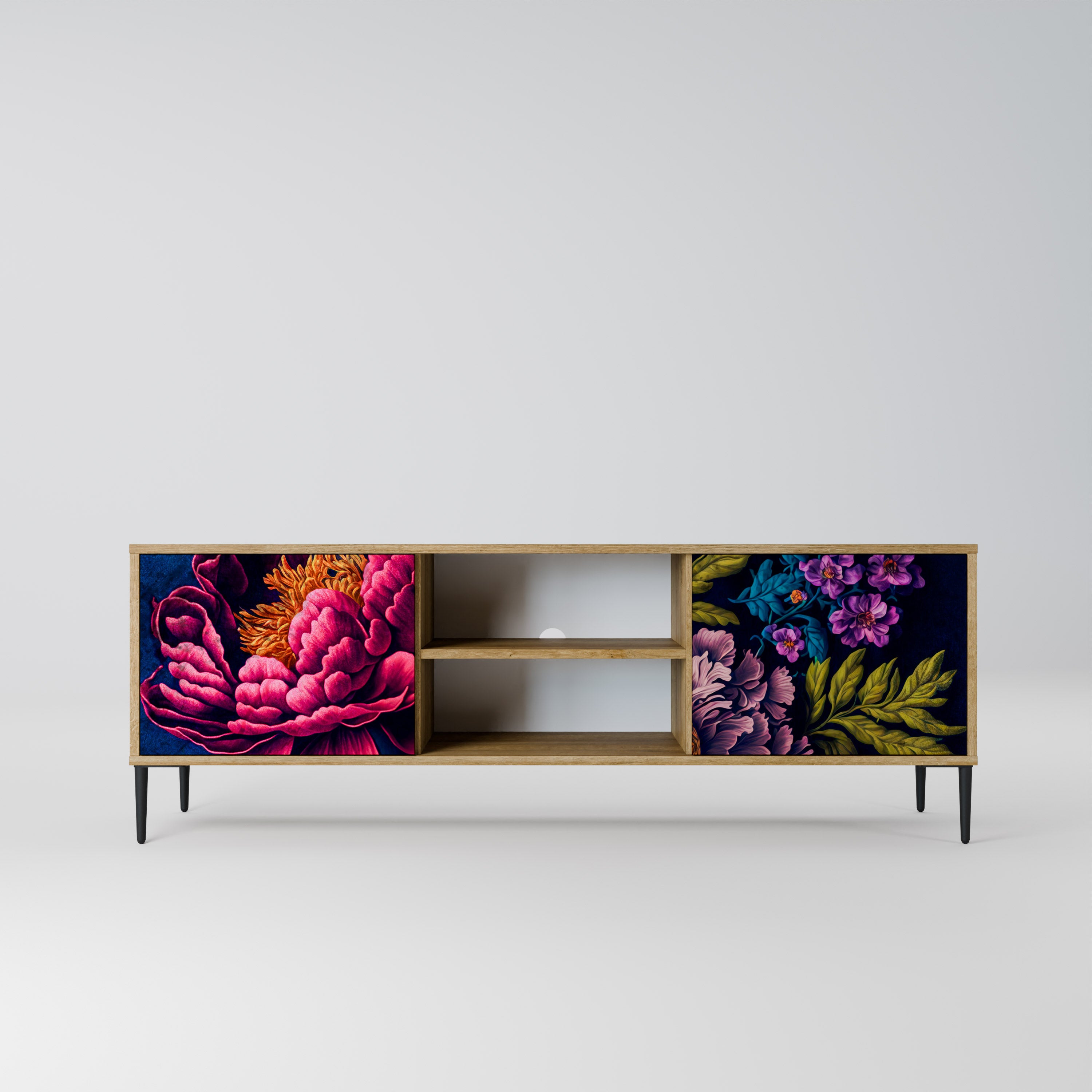BLOOMING ELEGANCE 2-Door TV Stand in Oak Effect