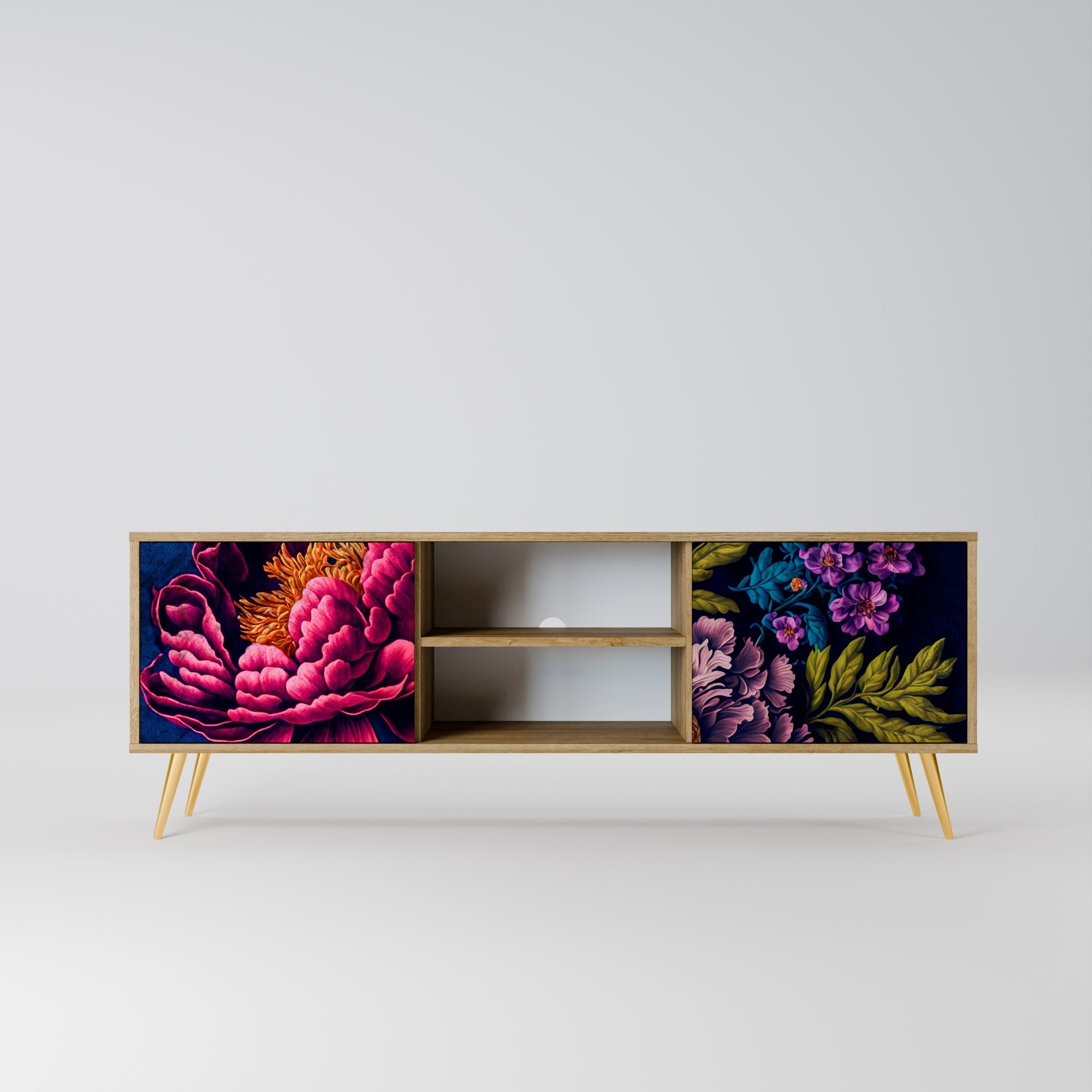 BLOOMING ELEGANCE 2-Door TV Stand in Oak Effect