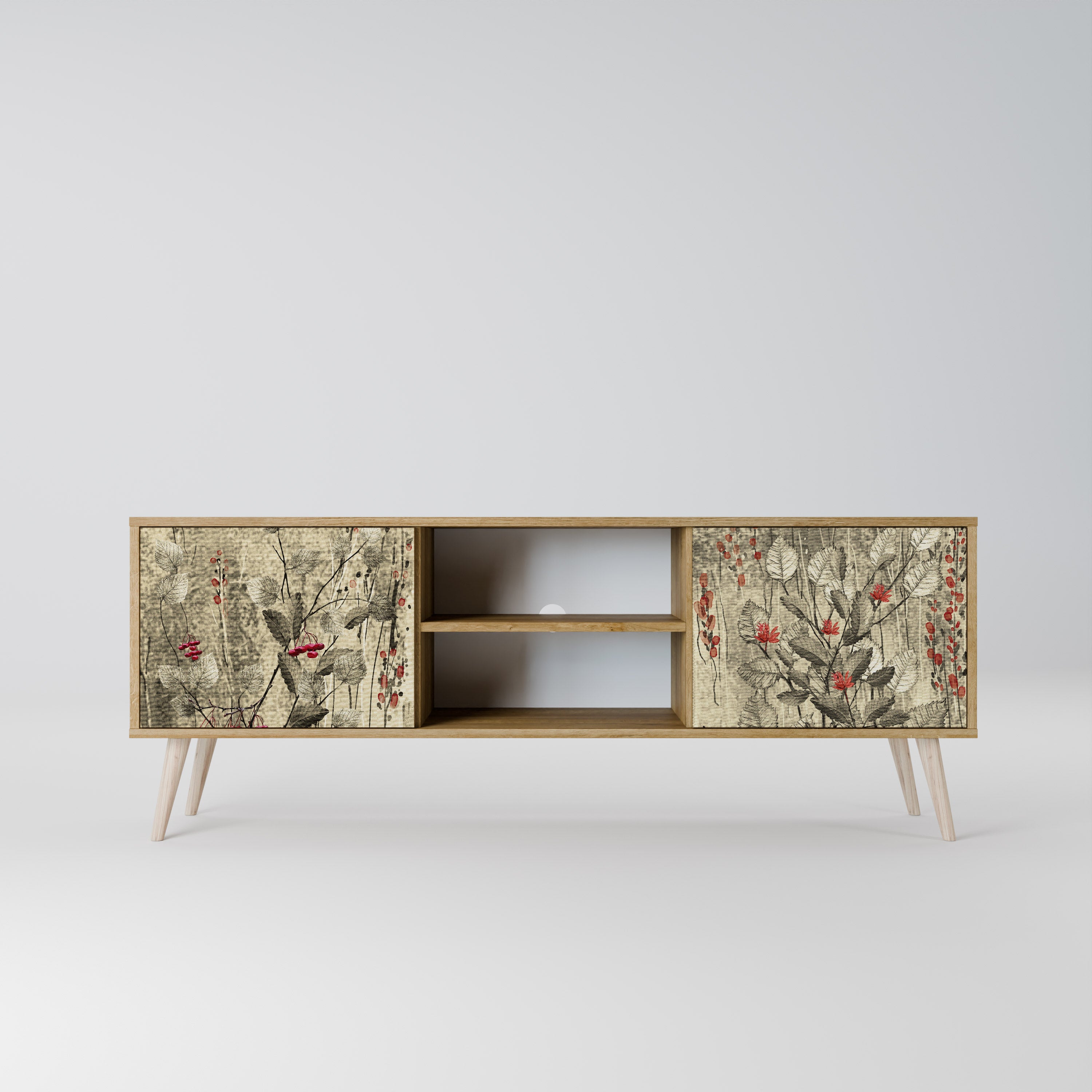 HERBAL GRACE 2-Door TV Stand in Oak Effect