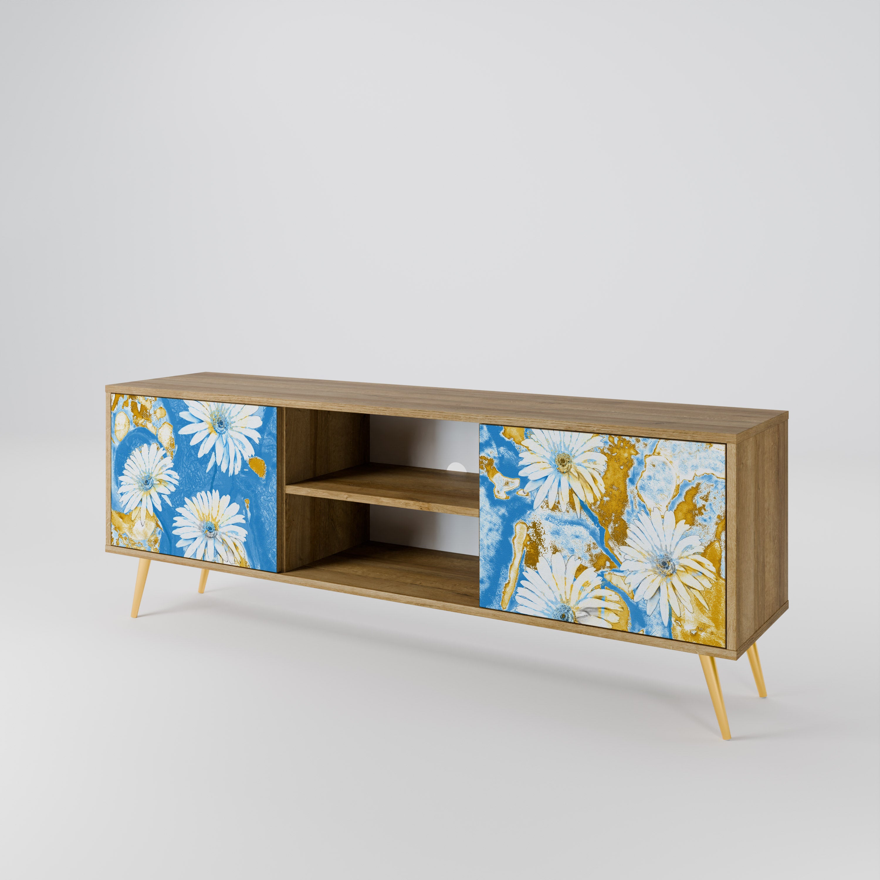 DAISY LUXE 2-Door TV Stand in Oak Effect