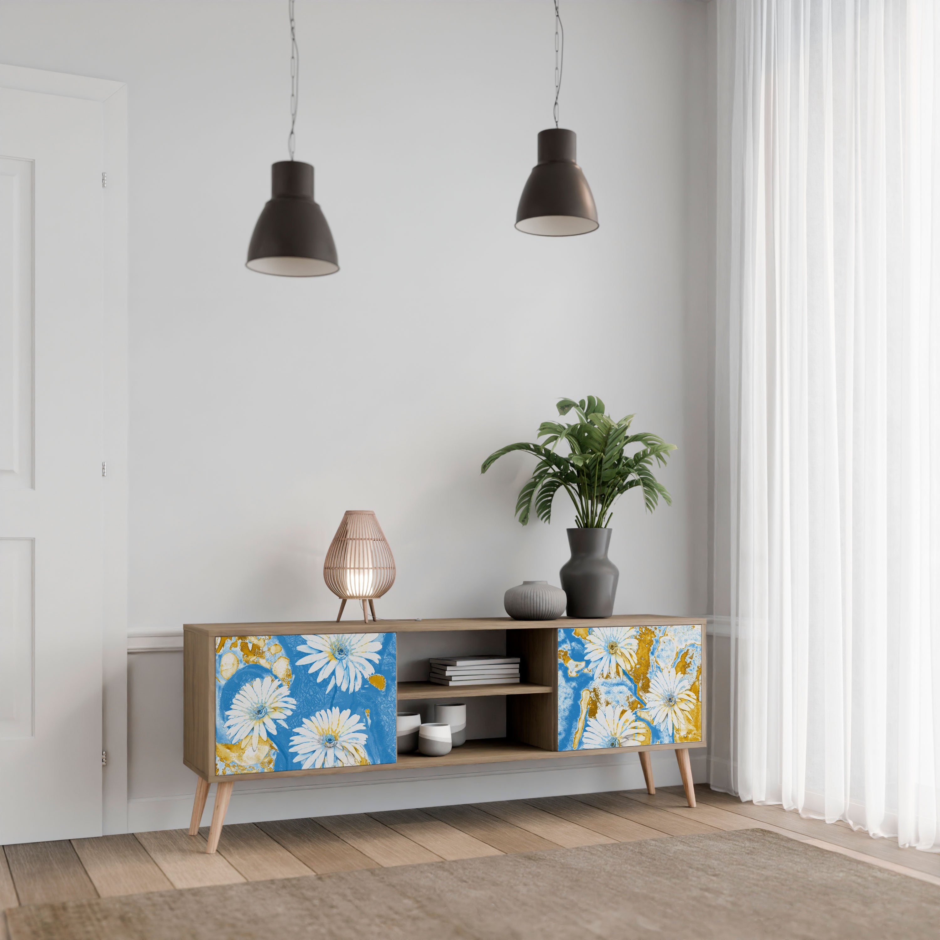 DAISY LUXE 2-Door TV Stand in Oak Effect
