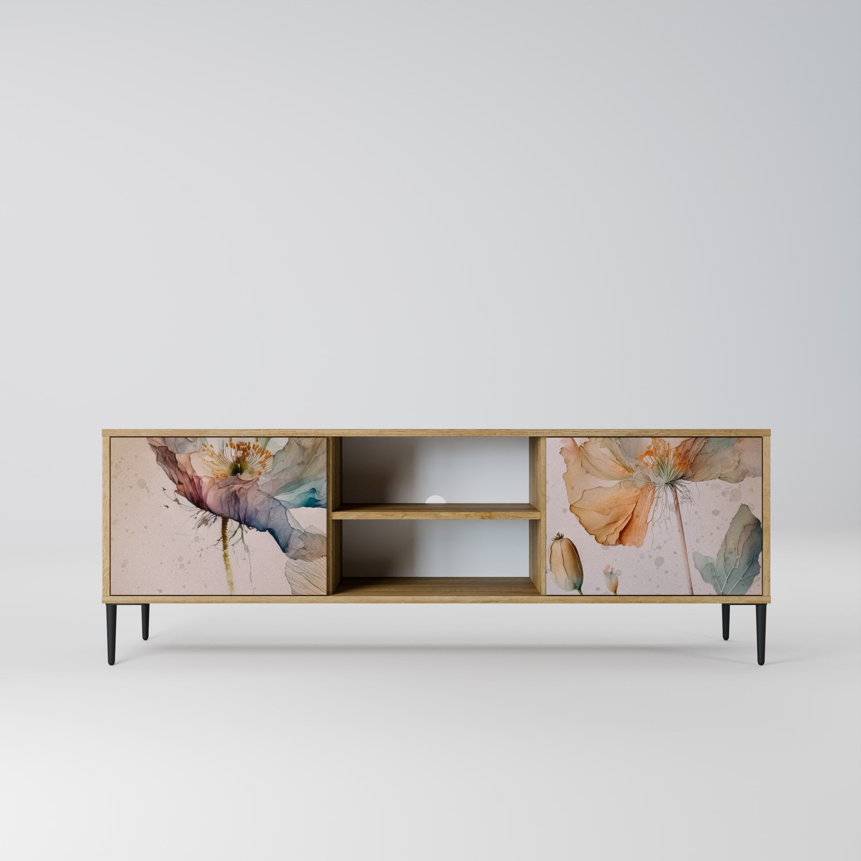 SOFTEN POPPY 2-Door TV Stand in Oak Effect