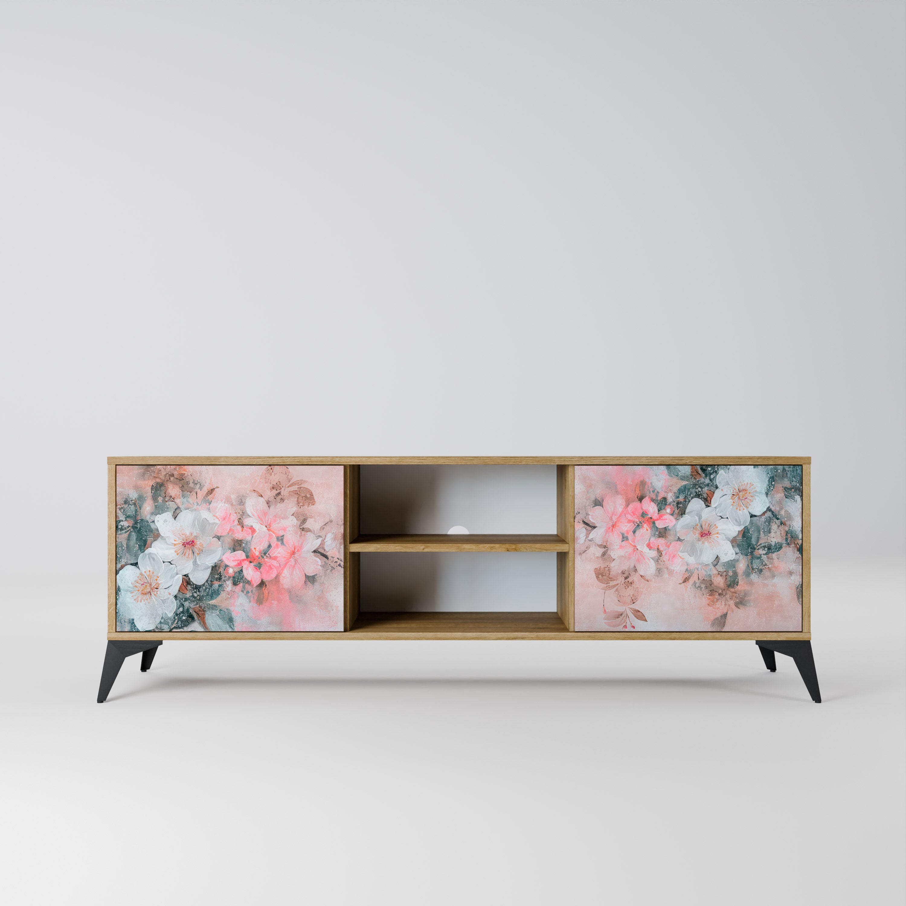 Mueble de TV de 2 puertas CHERRY BLOSSOM con efecto roble