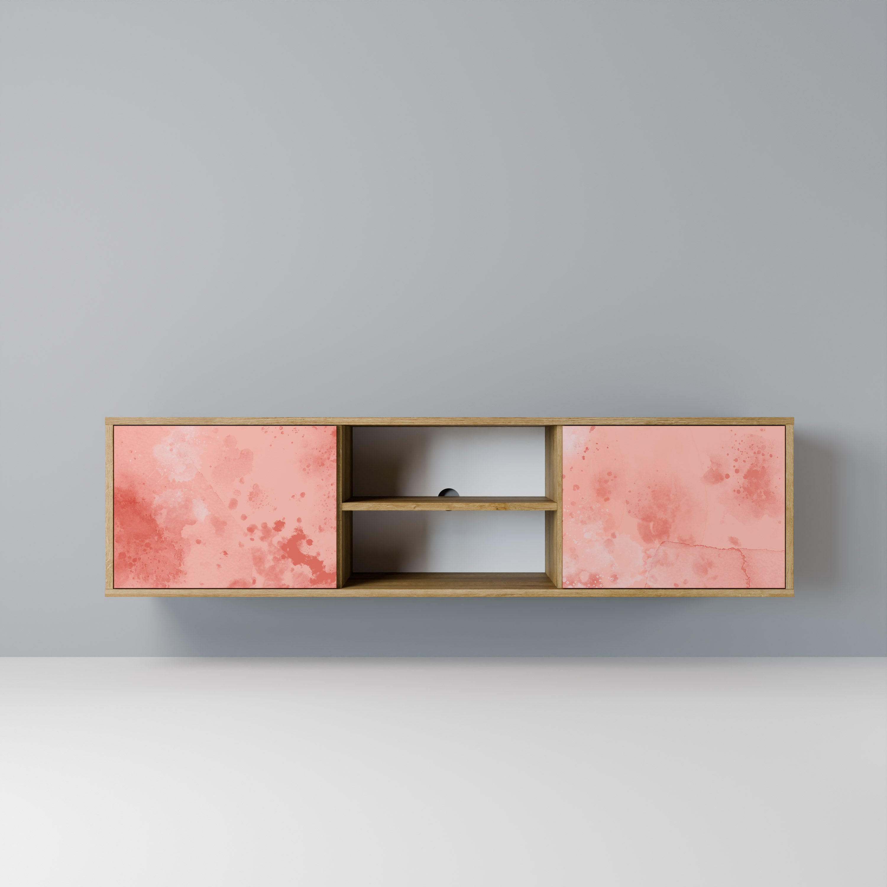 Mueble de TV de 2 puertas CRANE DANCE con efecto roble