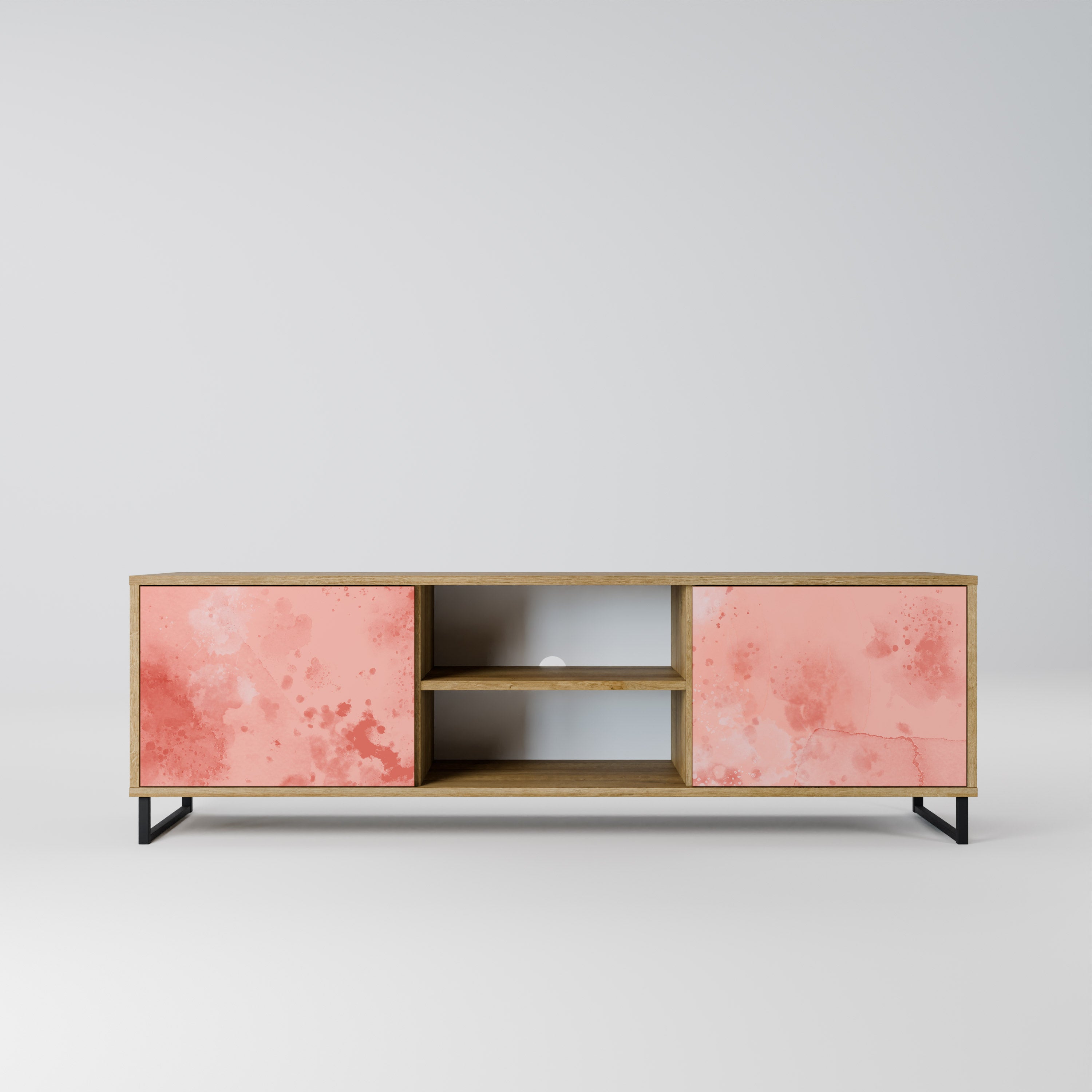 Mueble de TV de 2 puertas CRANE DANCE con efecto roble