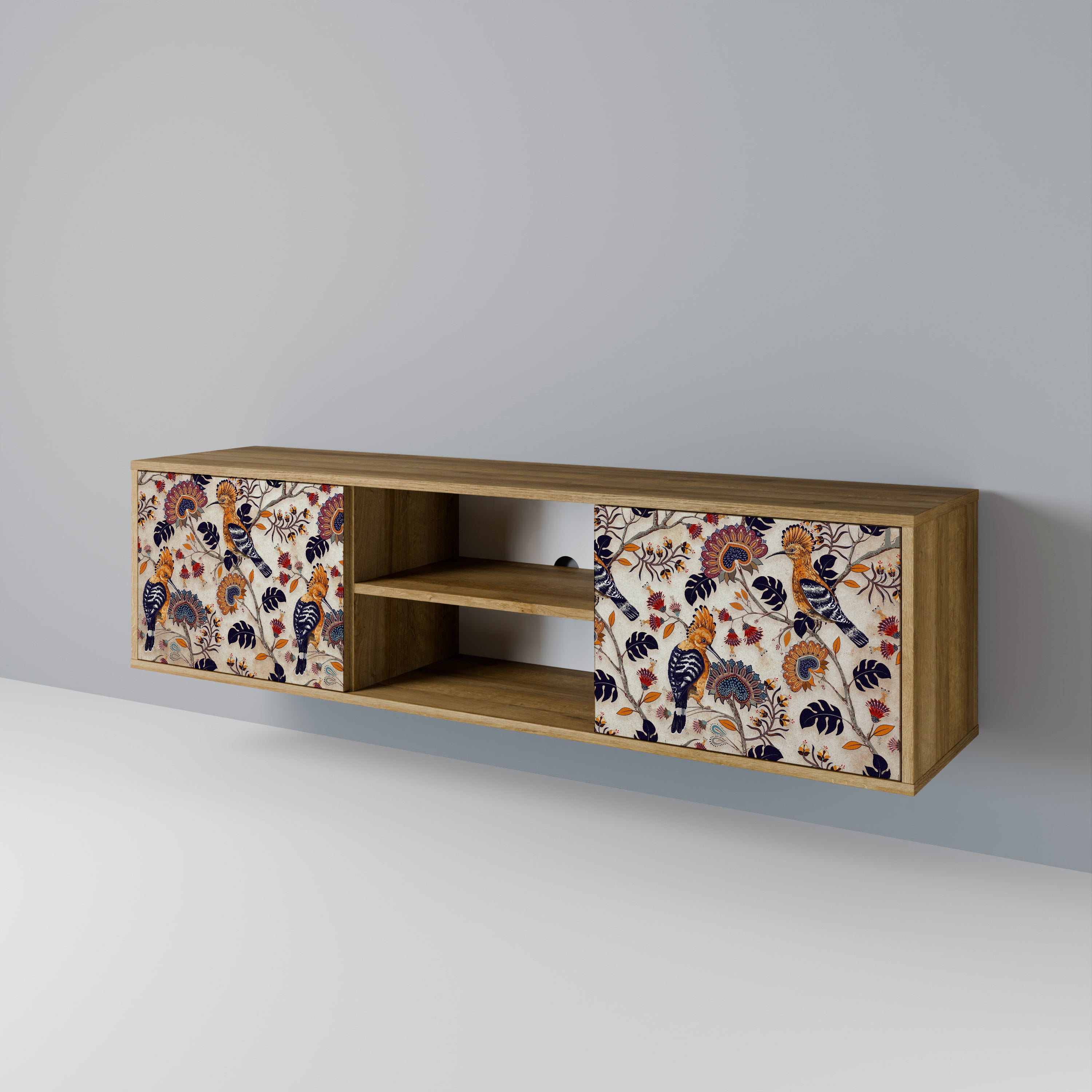 Mueble de TV de 2 puertas EMINENT HOOPOE con efecto roble