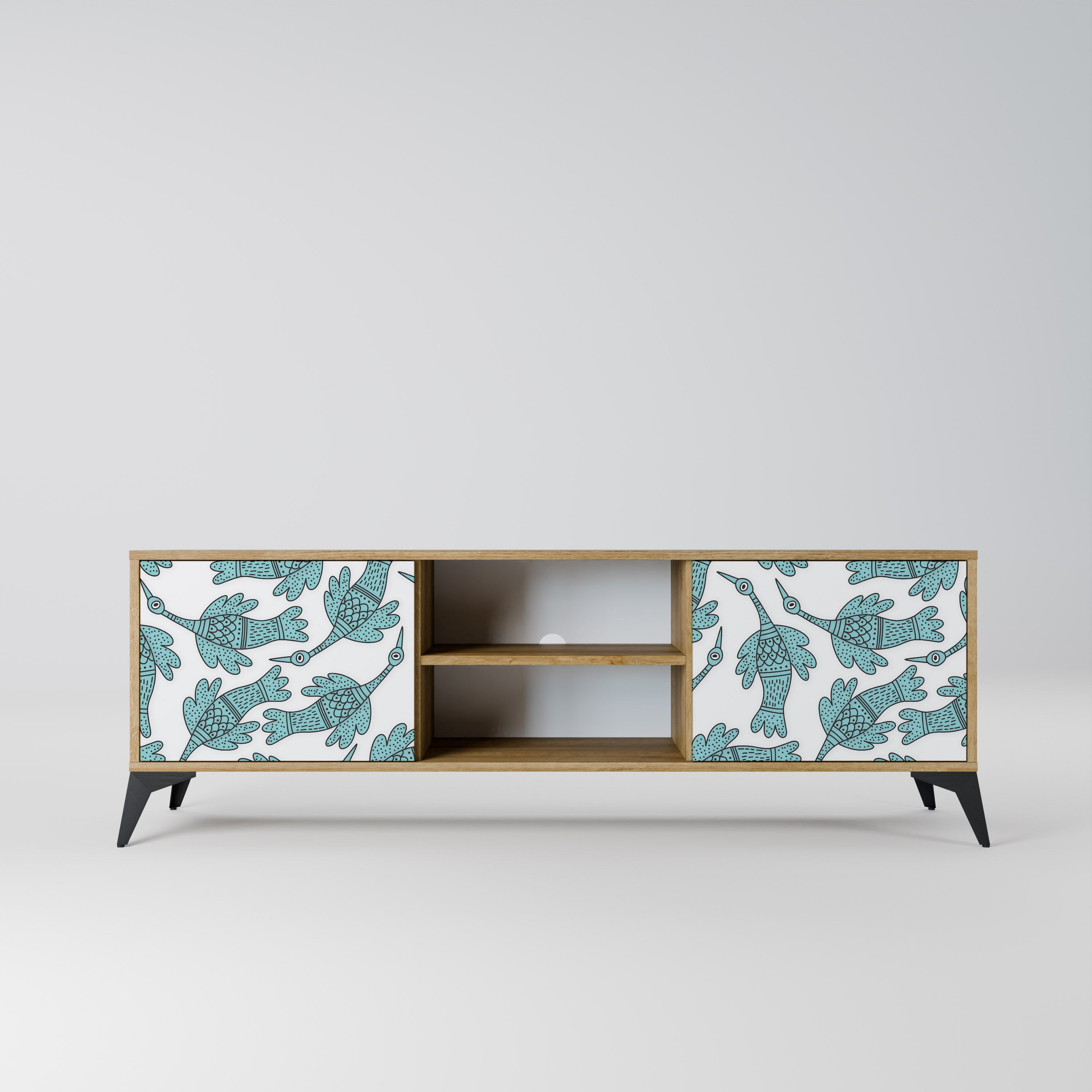 Mueble de TV de 2 puertas WATERSPOUT SONGIBIRD con efecto roble