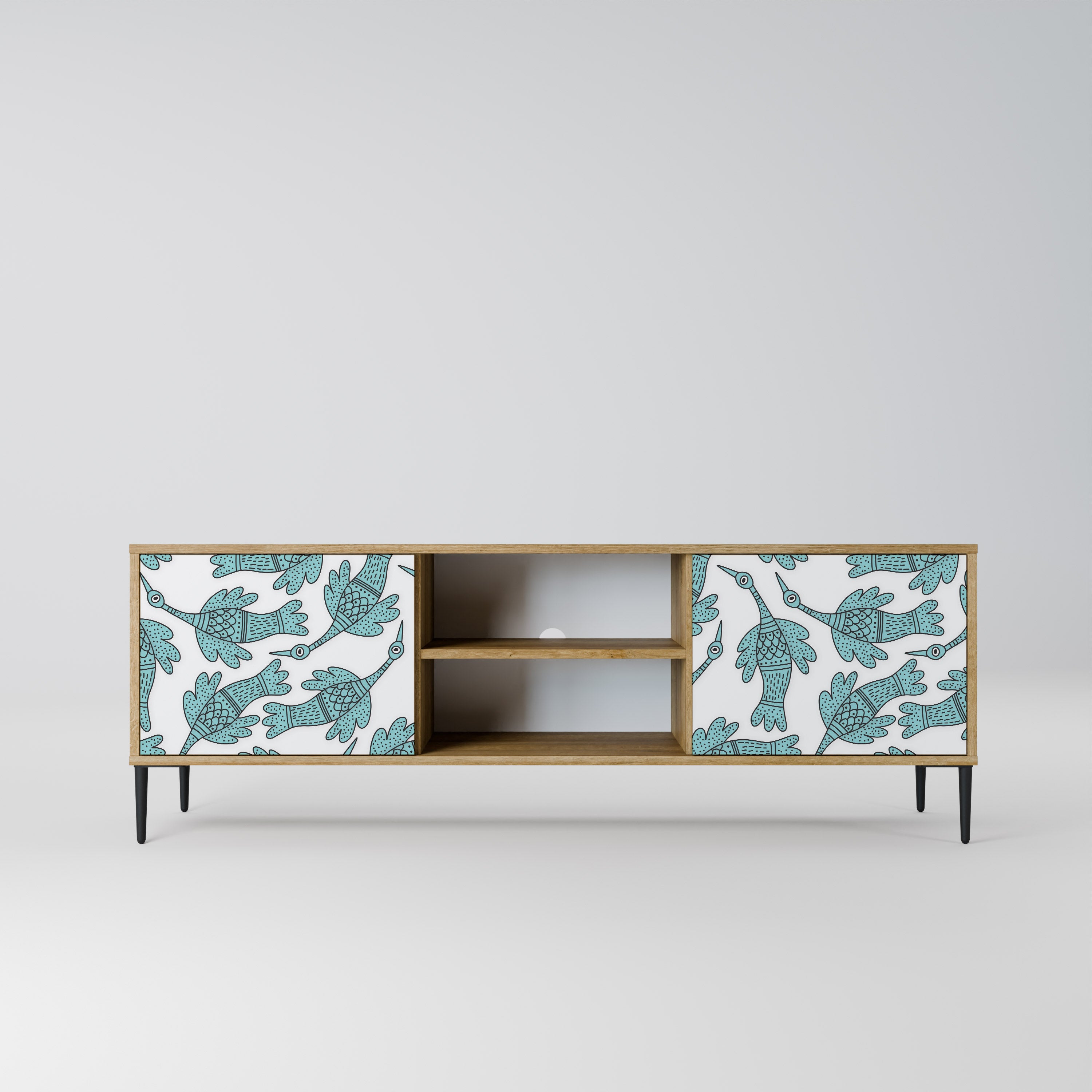 Mueble de TV de 2 puertas WATERSPOUT SONGIBIRD con efecto roble