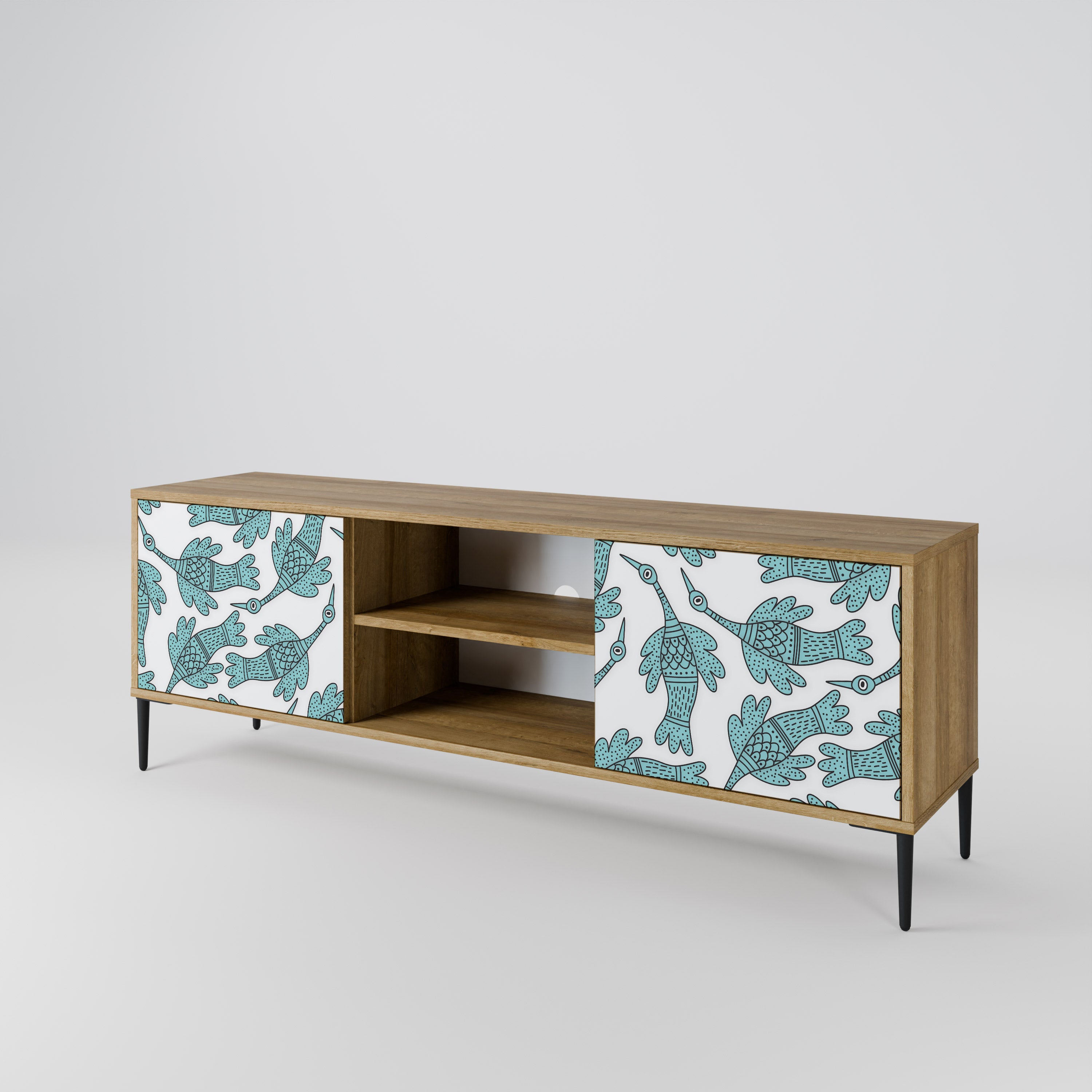 Mueble de TV de 2 puertas WATERSPOUT SONGIBIRD con efecto roble
