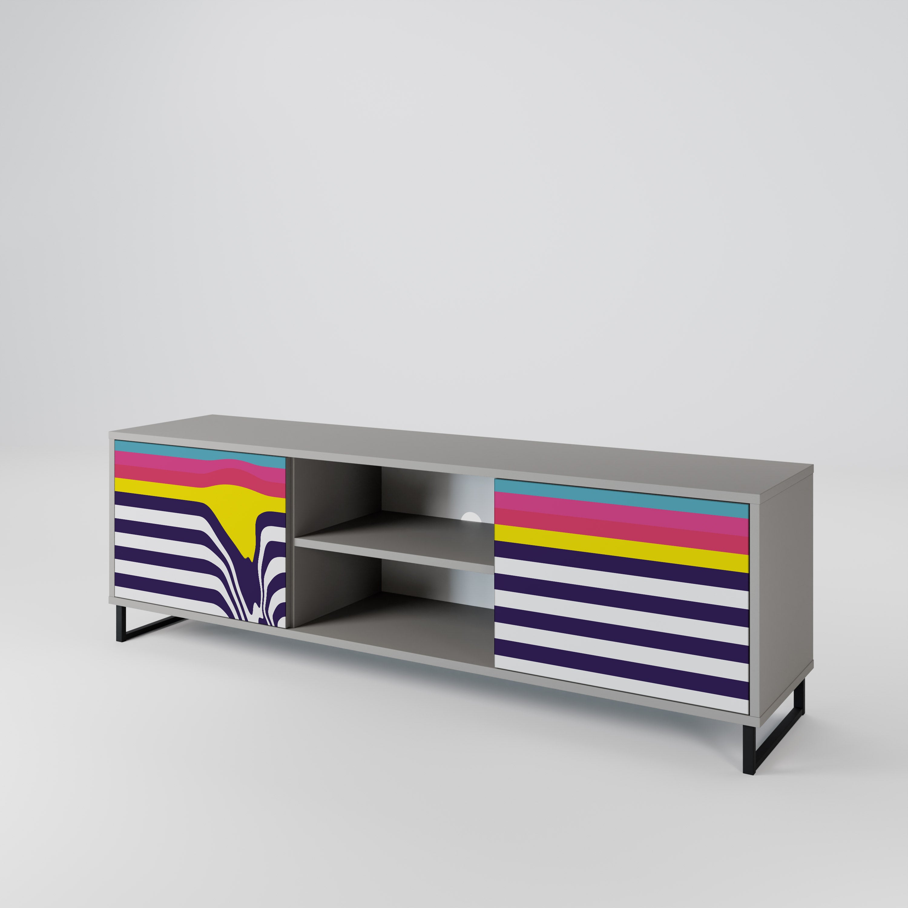 Mueble de TV de 2 puertas COLORFUL DIVERSION en acabado gris
