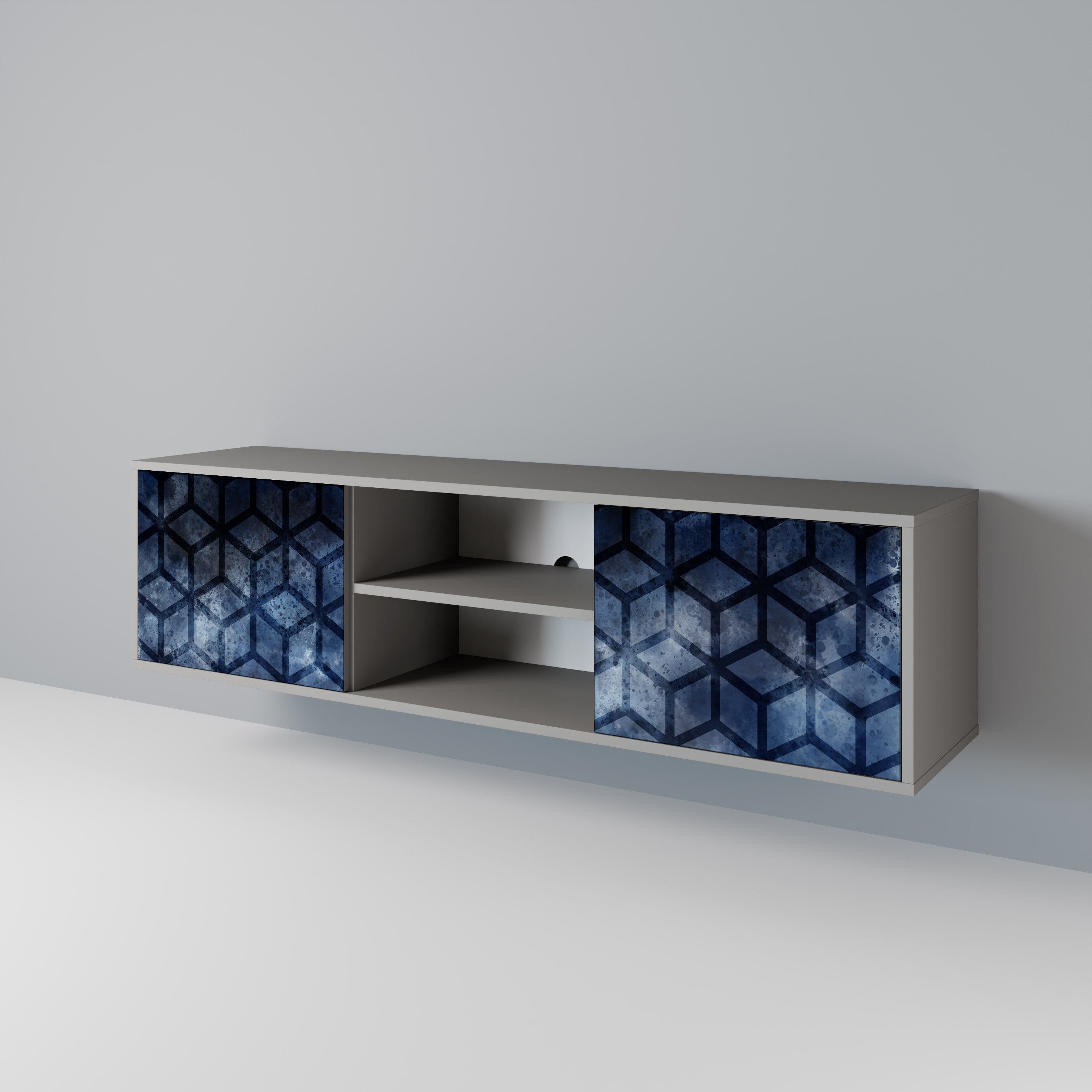 Mueble de TV de 2 puertas CUBIC MIST en acabado gris