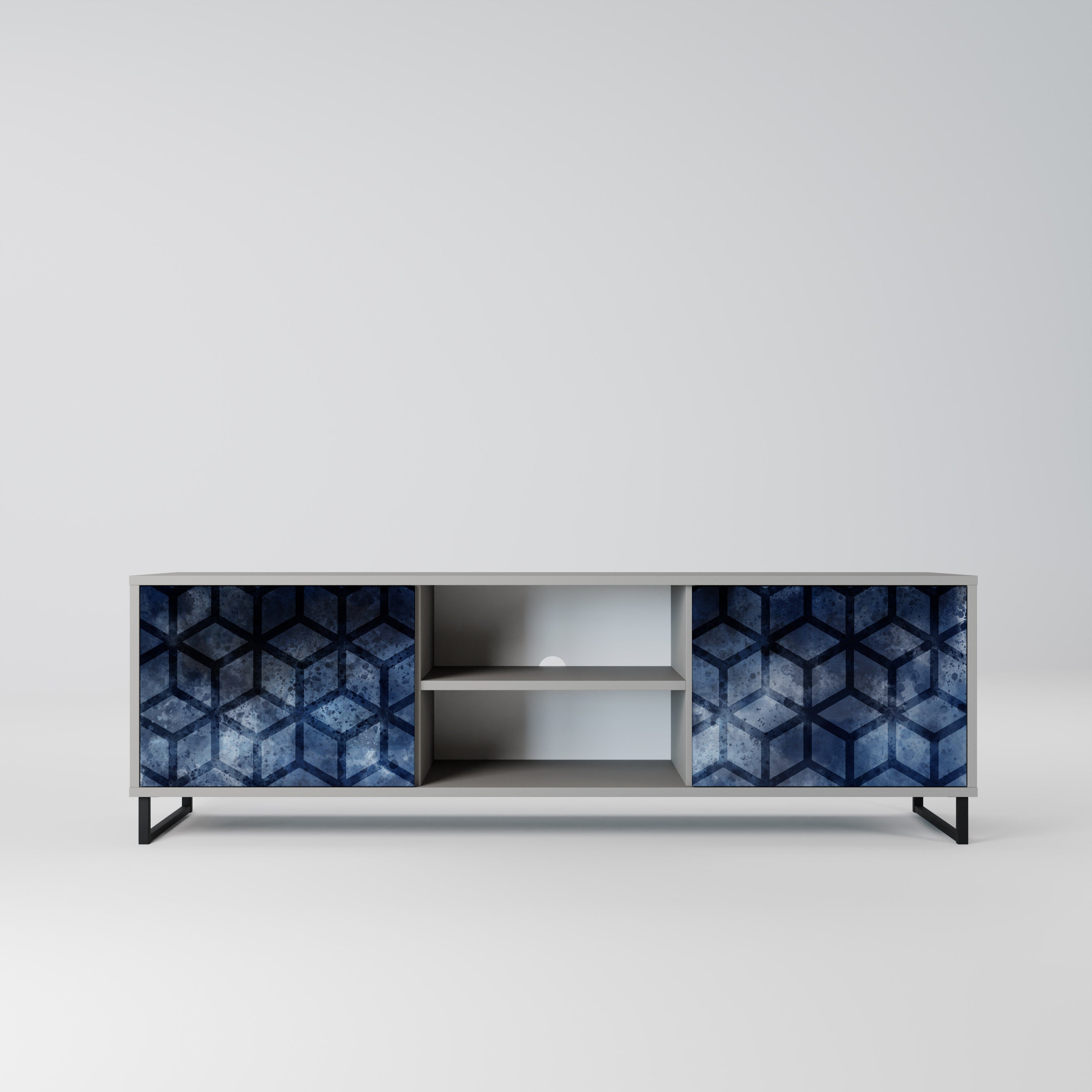 Mueble de TV de 2 puertas CUBIC MIST en acabado gris