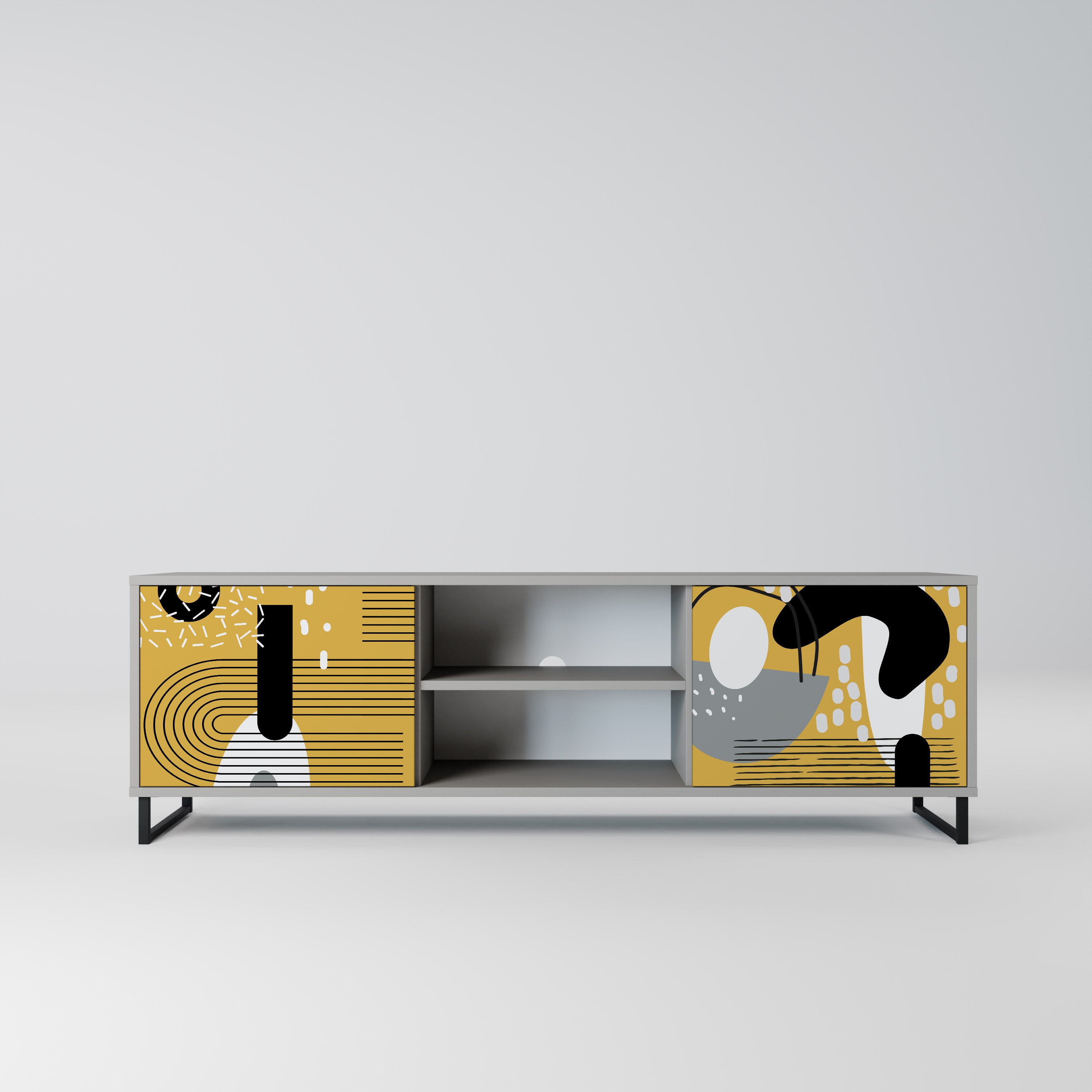 Mueble de TV de 2 puertas SHAPESHIFT SYMPHONY en acabado gris