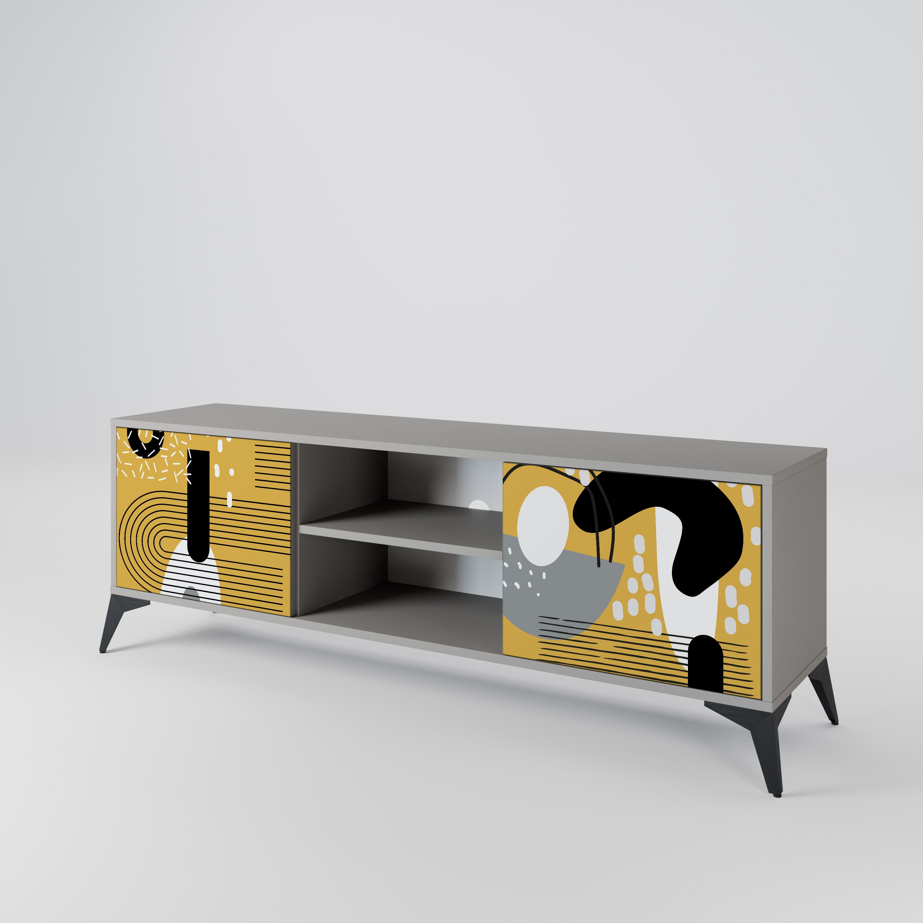 Mueble de TV de 2 puertas SHAPESHIFT SYMPHONY en acabado gris