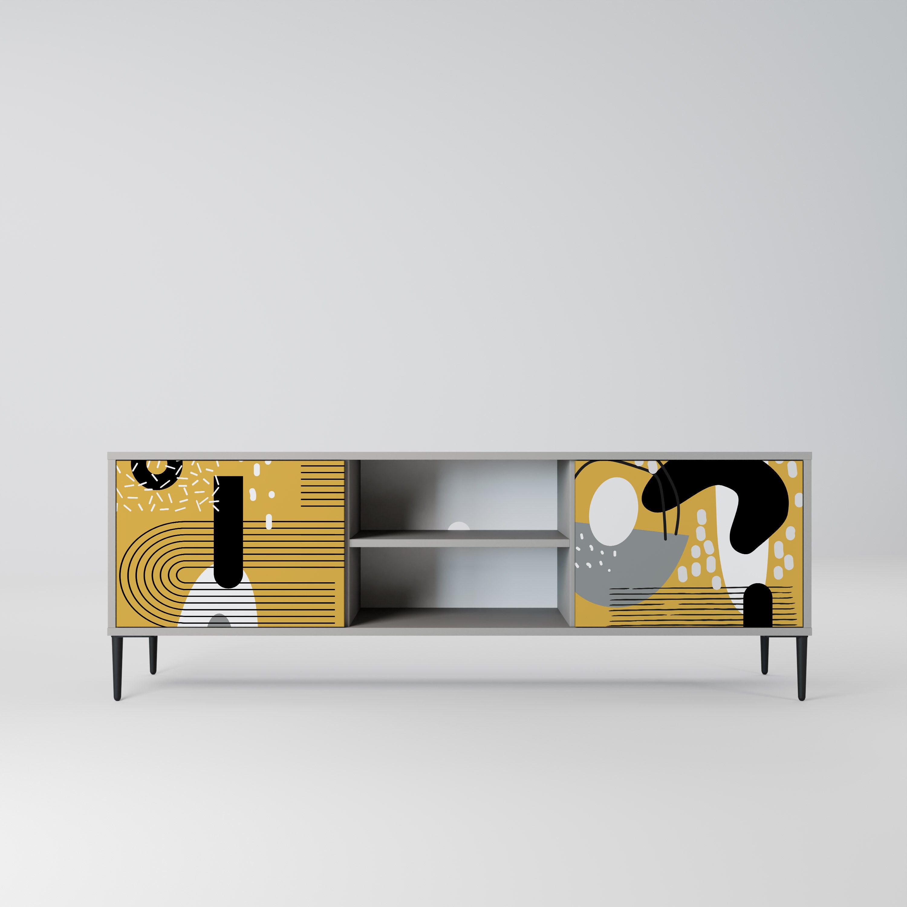 Mueble de TV de 2 puertas SHAPESHIFT SYMPHONY en acabado gris