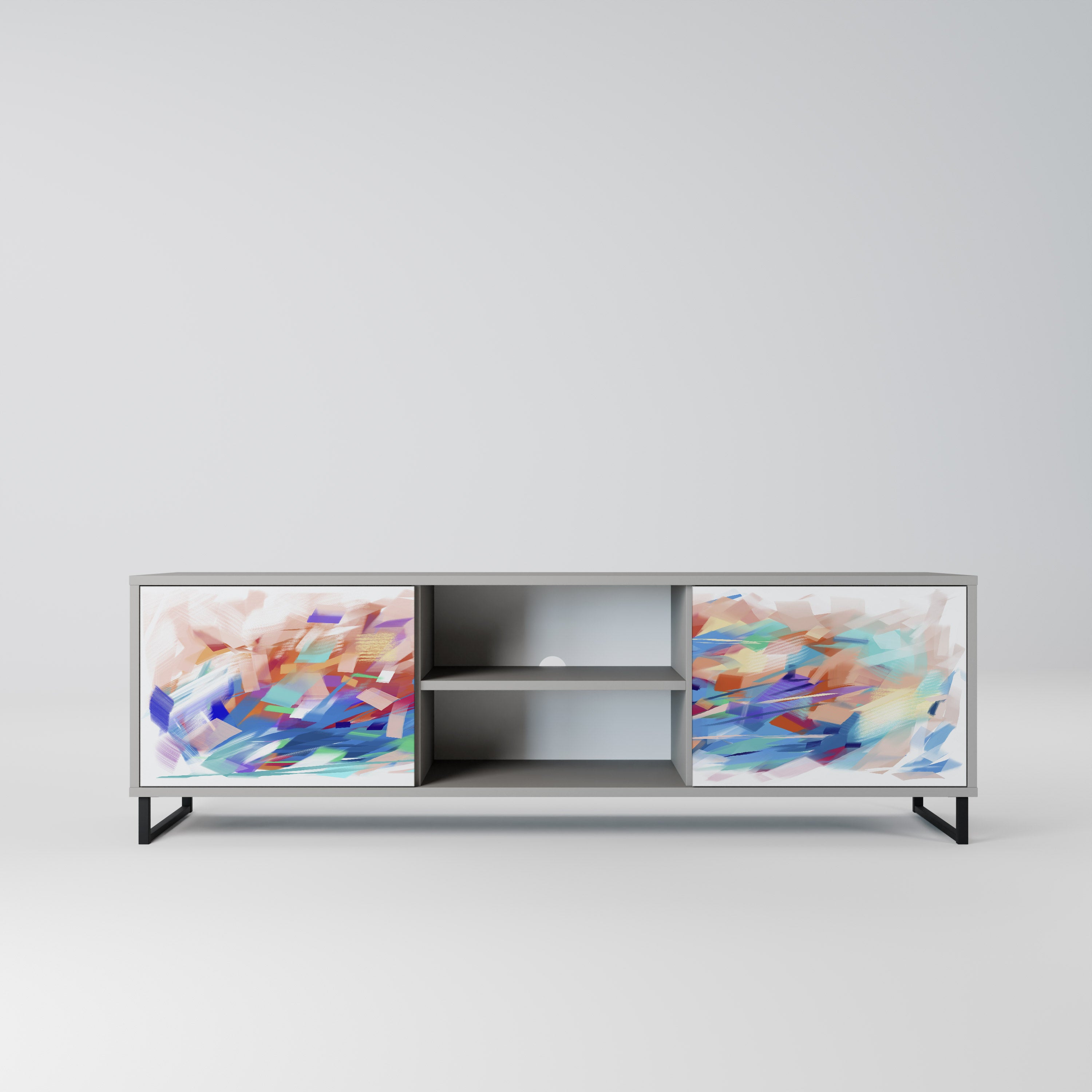 Mueble de TV de 2 puertas FINESSE MASH-UP en acabado gris