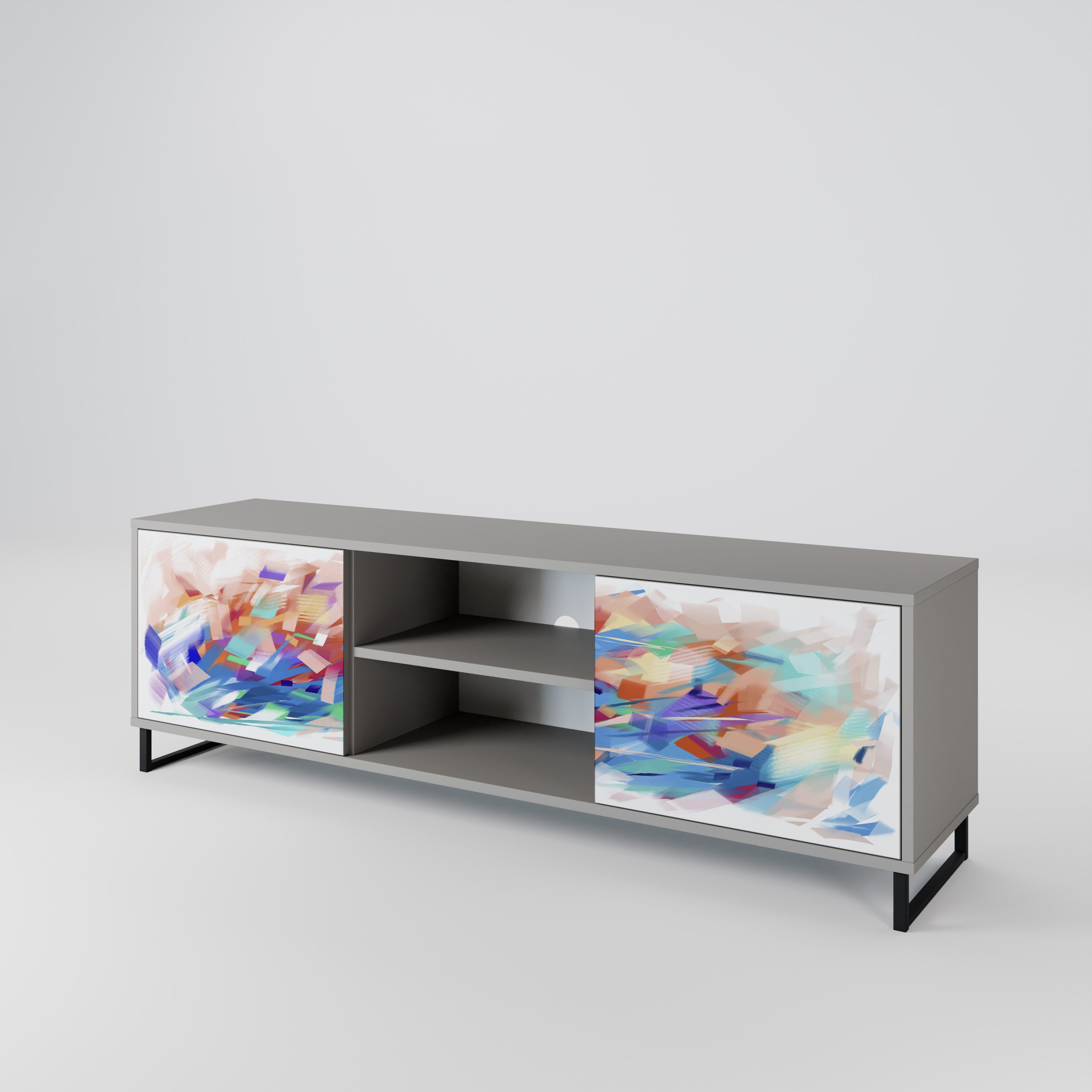 Mueble de TV de 2 puertas FINESSE MASH-UP en acabado gris