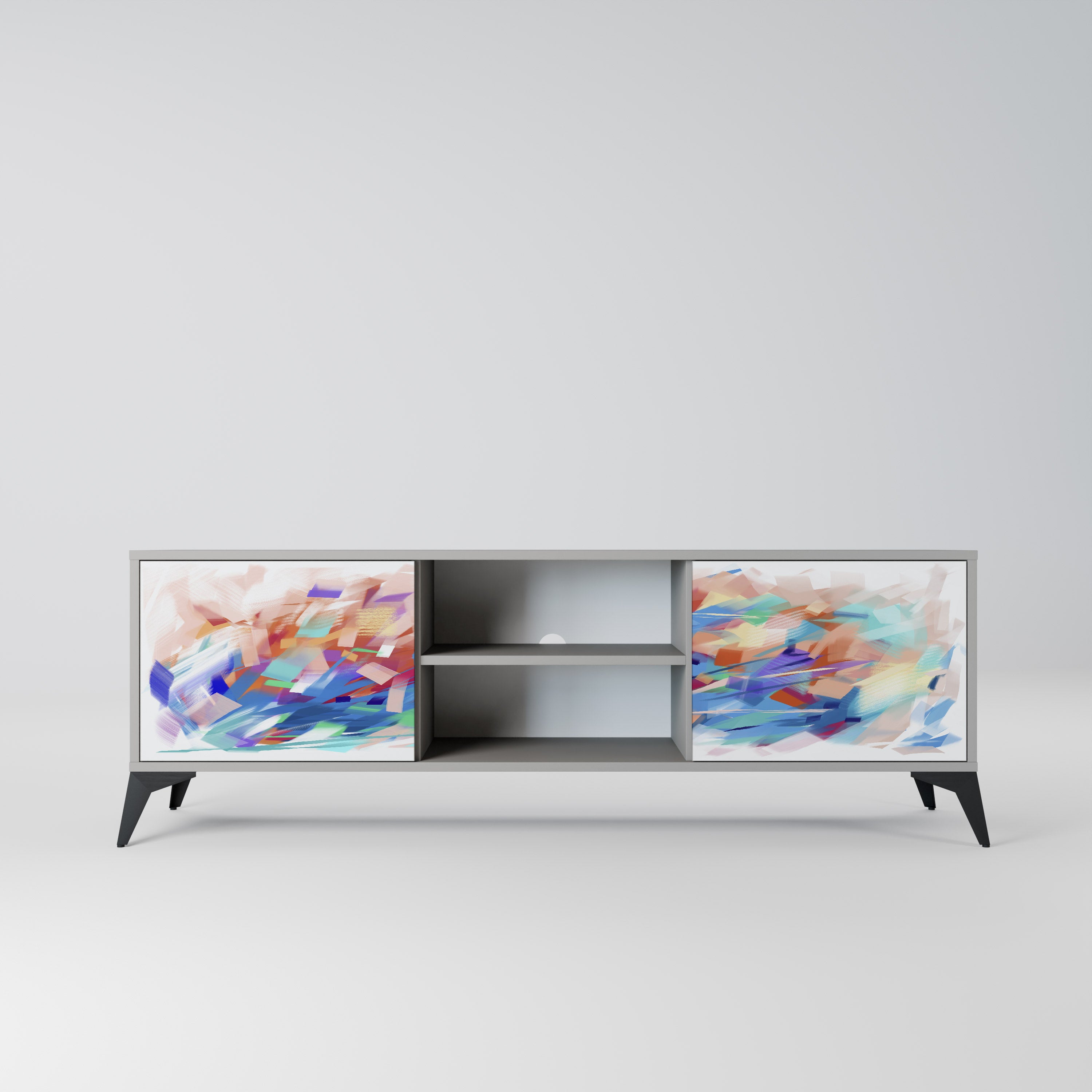 Mueble de TV de 2 puertas FINESSE MASH-UP en acabado gris