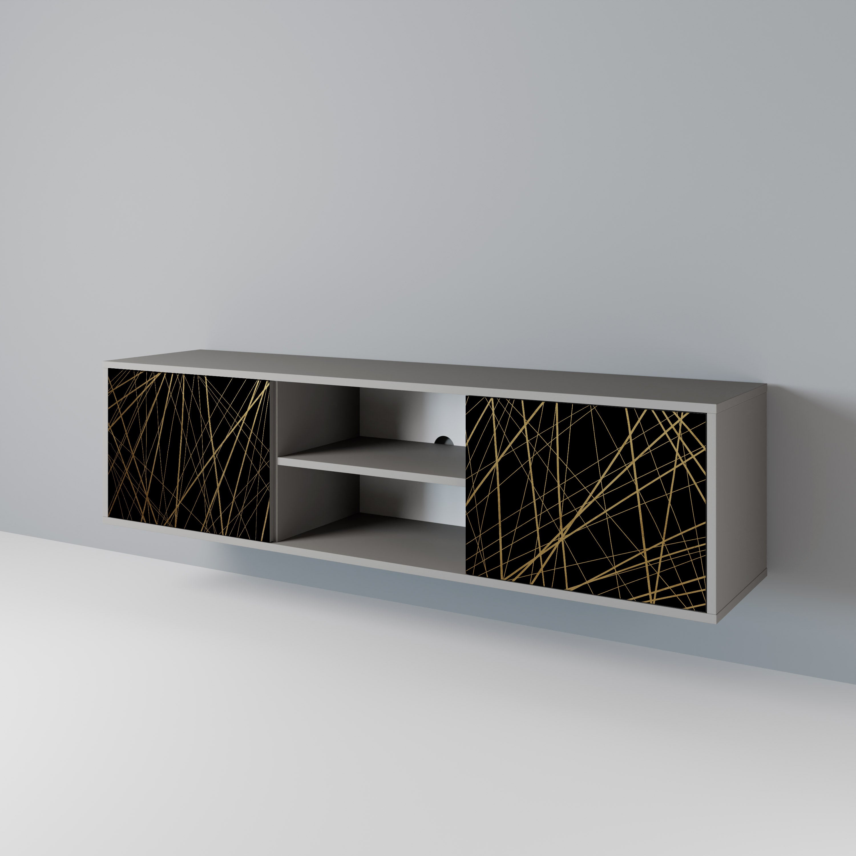 Mueble de TV de 2 puertas BRIGHT MESH en acabado gris