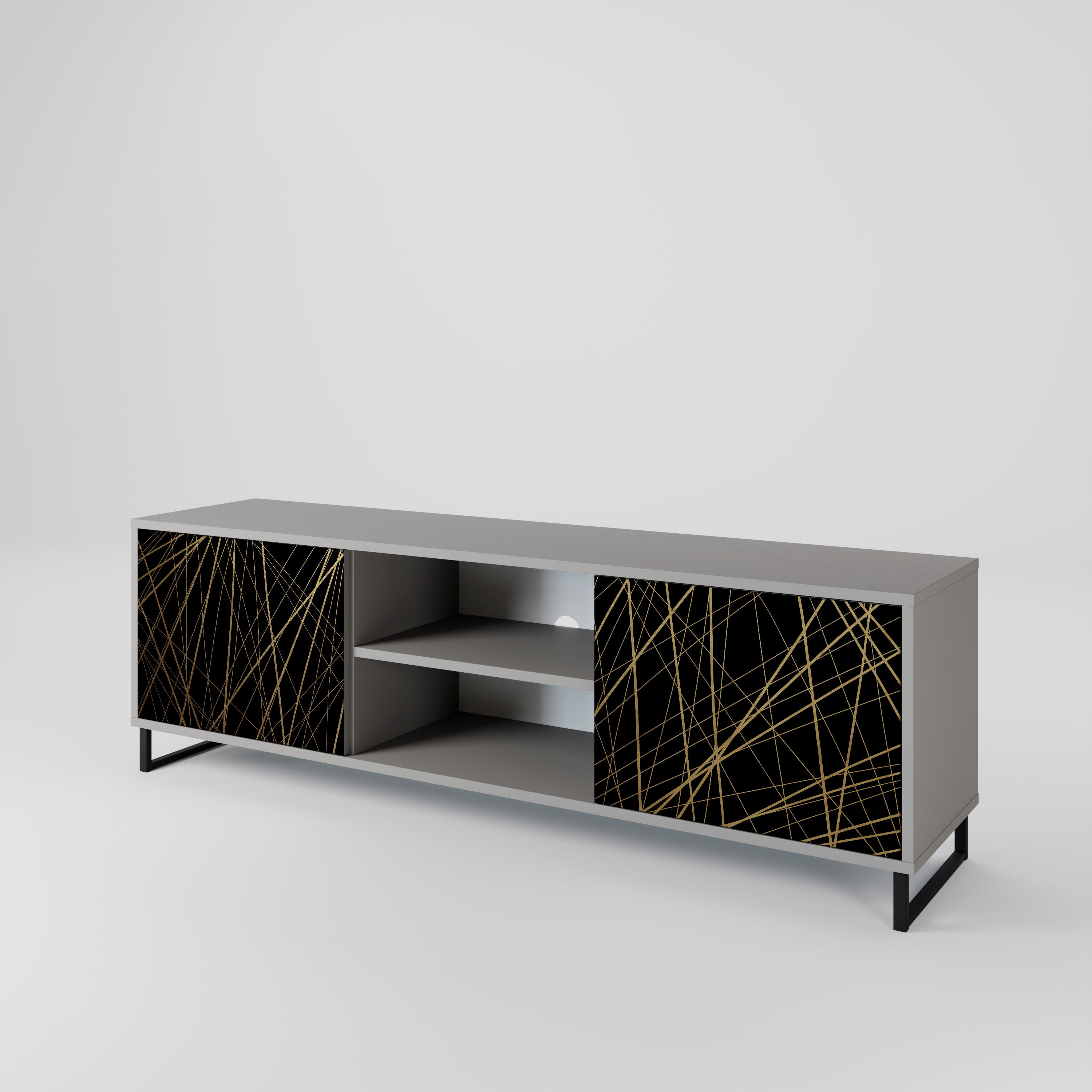 Mueble de TV de 2 puertas BRIGHT MESH en acabado gris