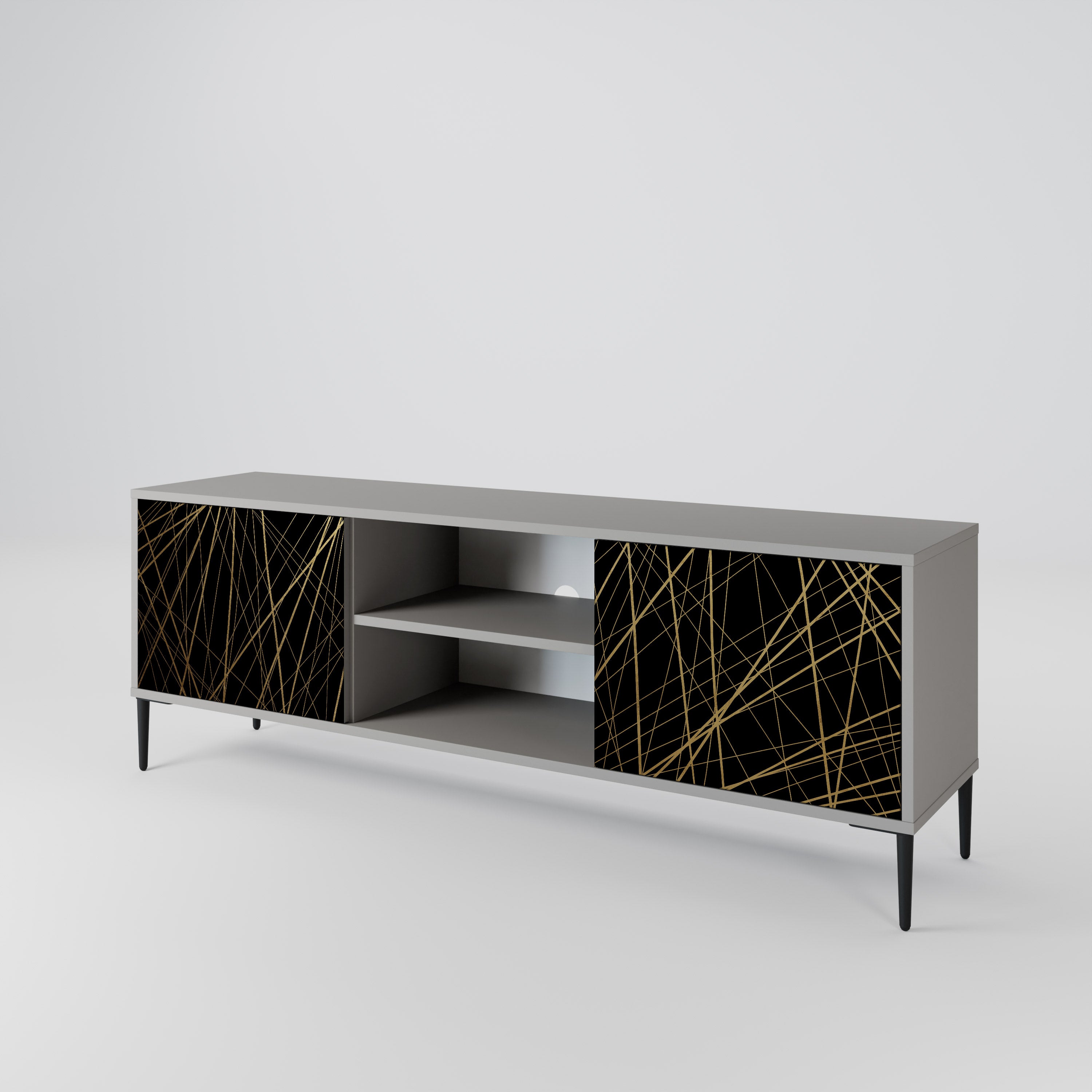 Mueble de TV de 2 puertas BRIGHT MESH en acabado gris