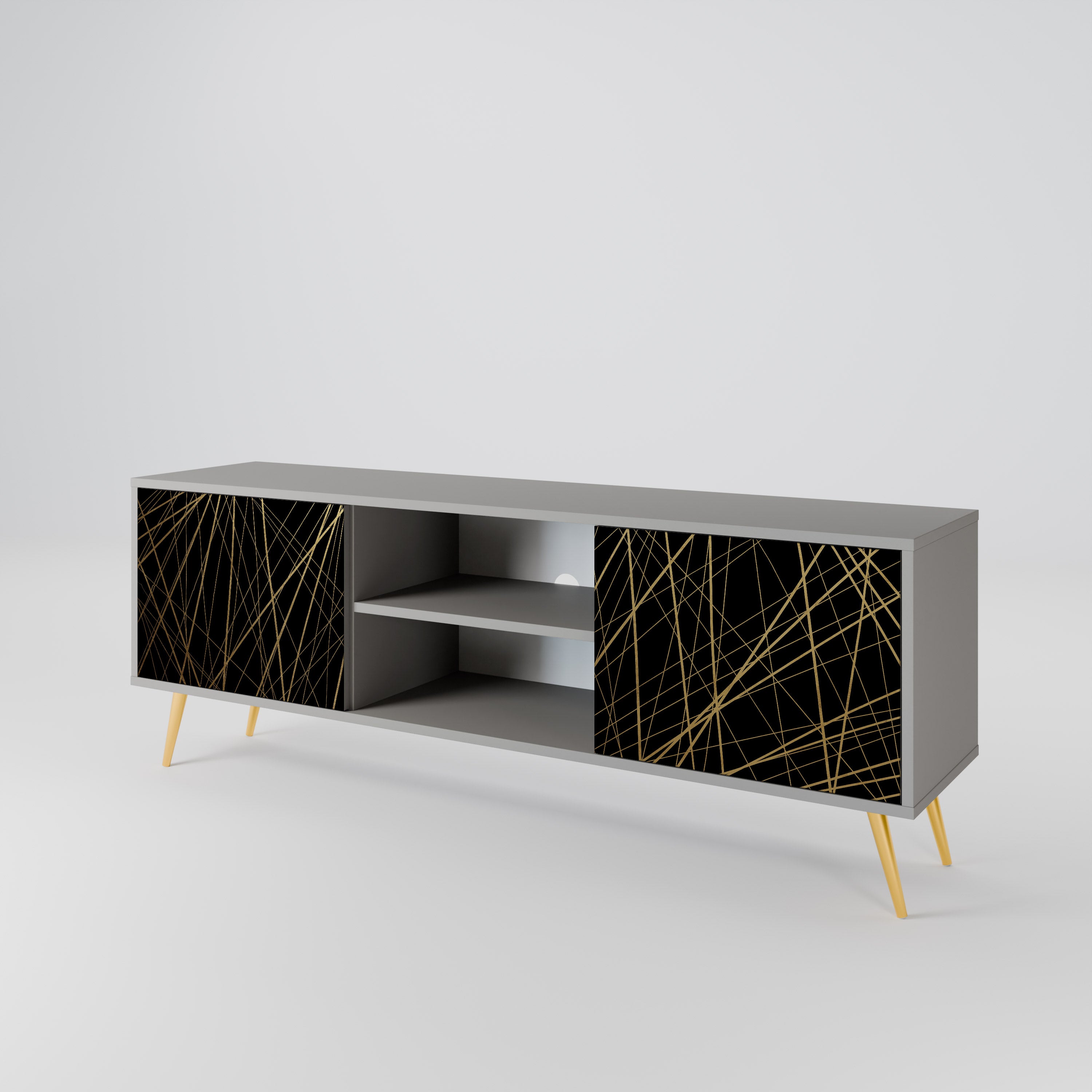 Mueble de TV de 2 puertas BRIGHT MESH en acabado gris