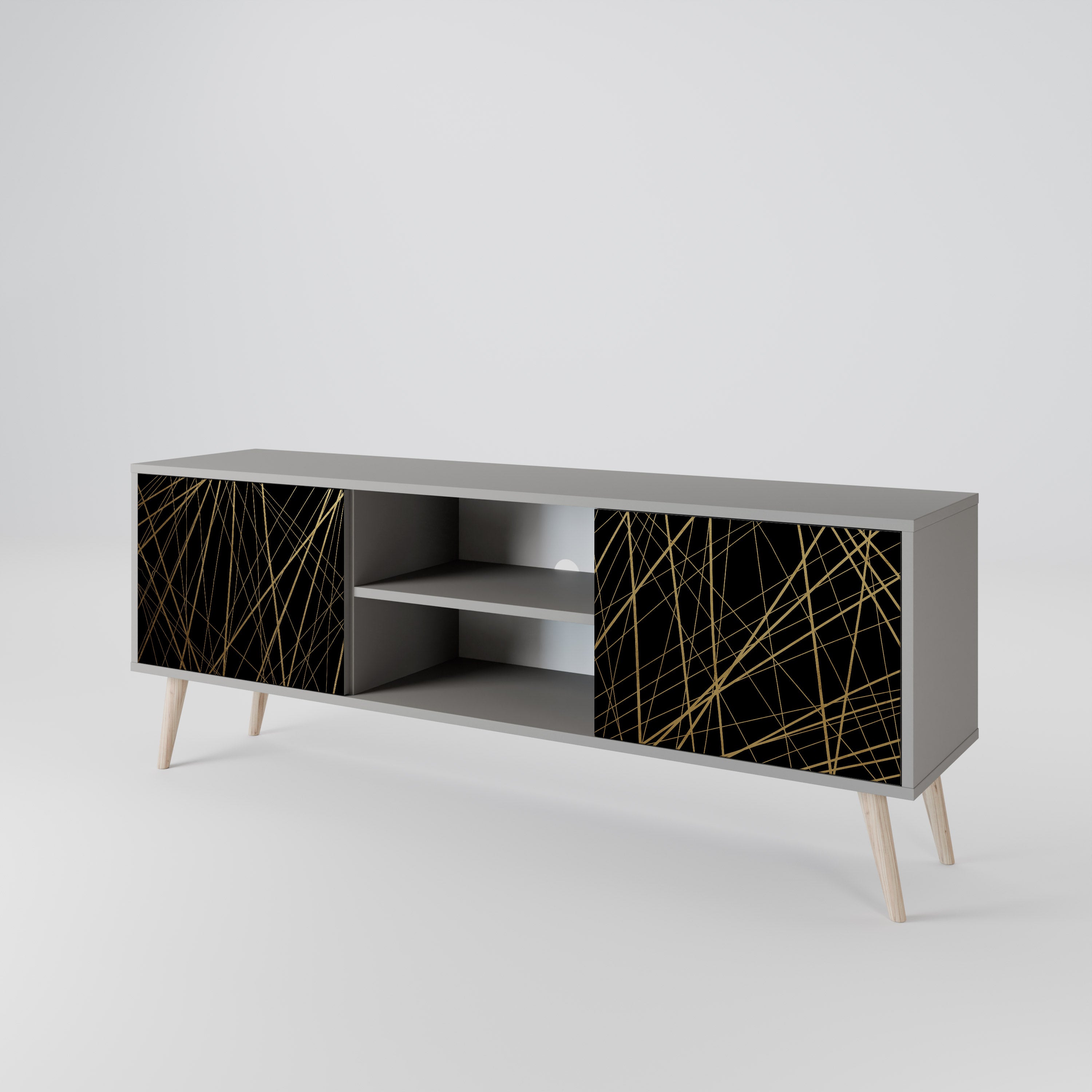 Mueble de TV de 2 puertas BRIGHT MESH en acabado gris