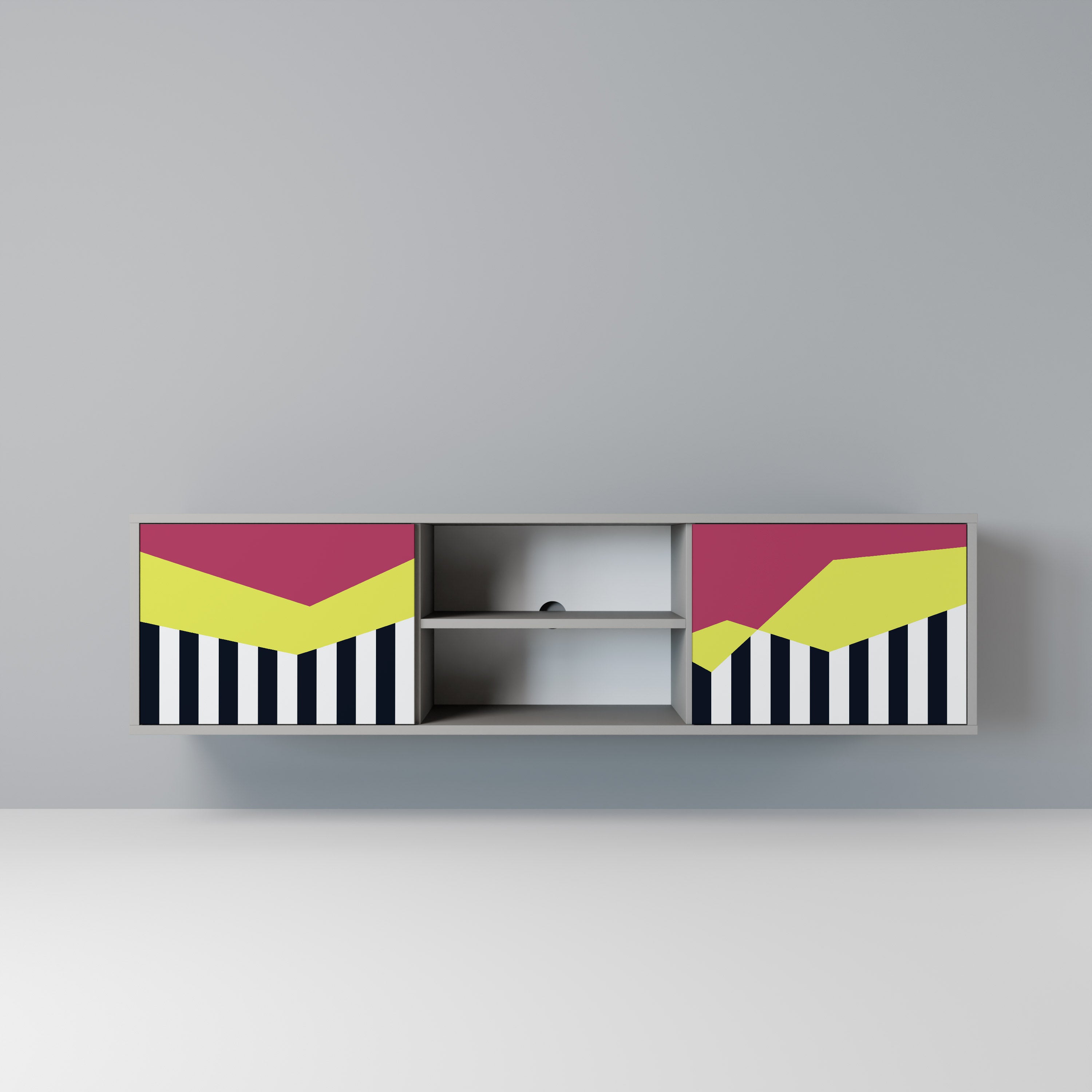 Mueble de TV PIANO FANTASY de 2 puertas en acabado gris