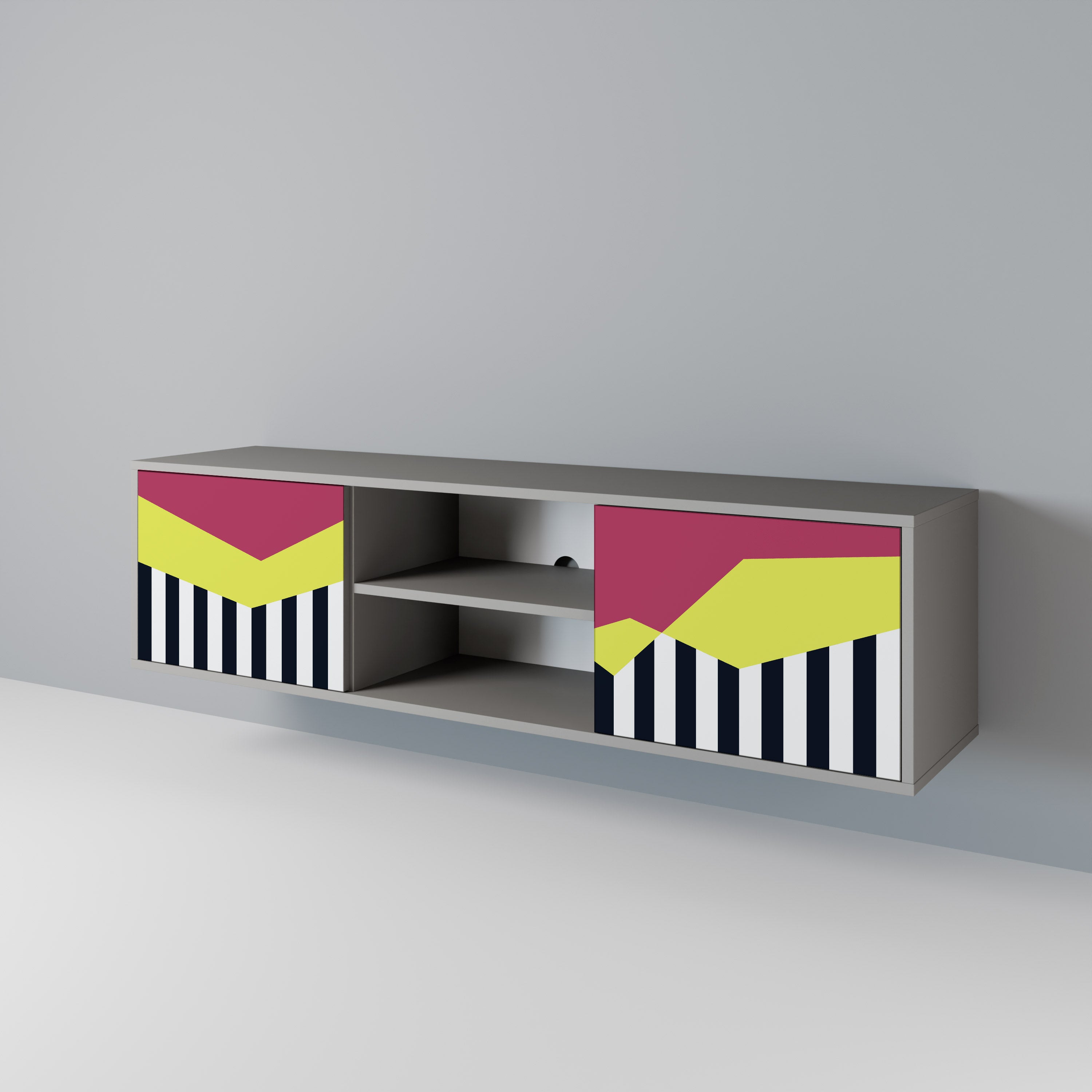 Mueble de TV PIANO FANTASY de 2 puertas en acabado gris